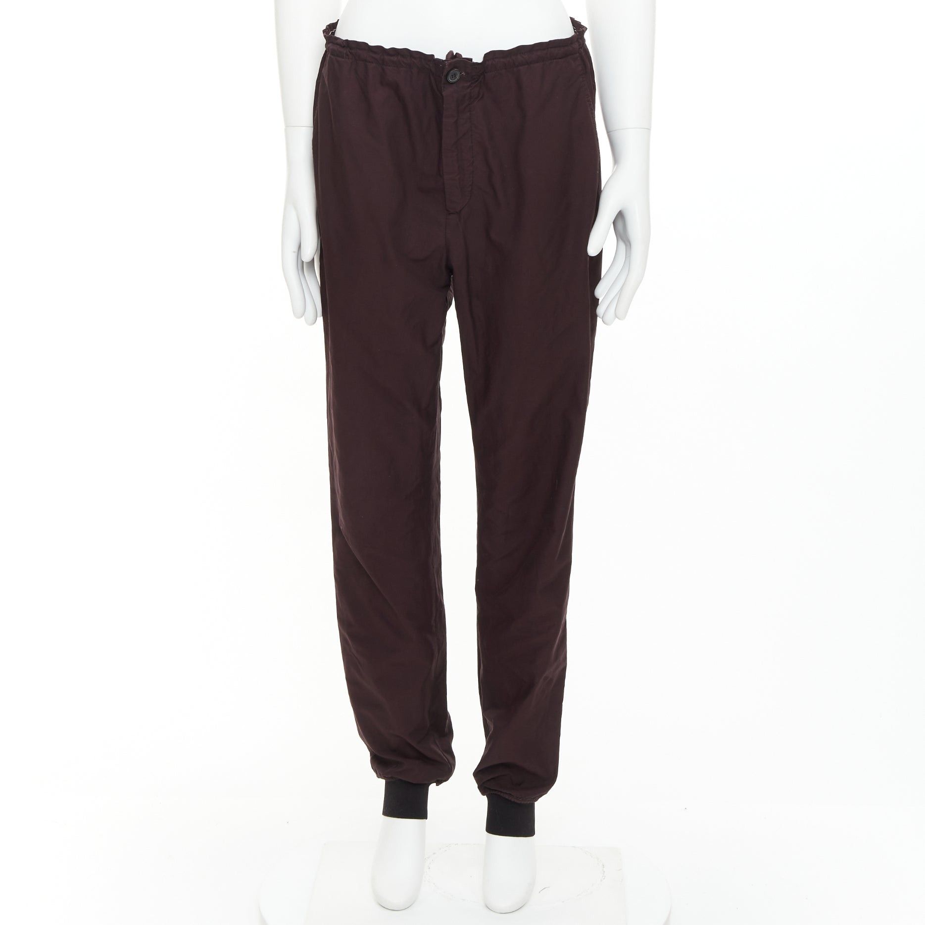 Lanvin LANVIN dark purple plum drawstring waist tapered jogger pants FR46 S Size US 28 / EU 44 - 1 Thumbnail