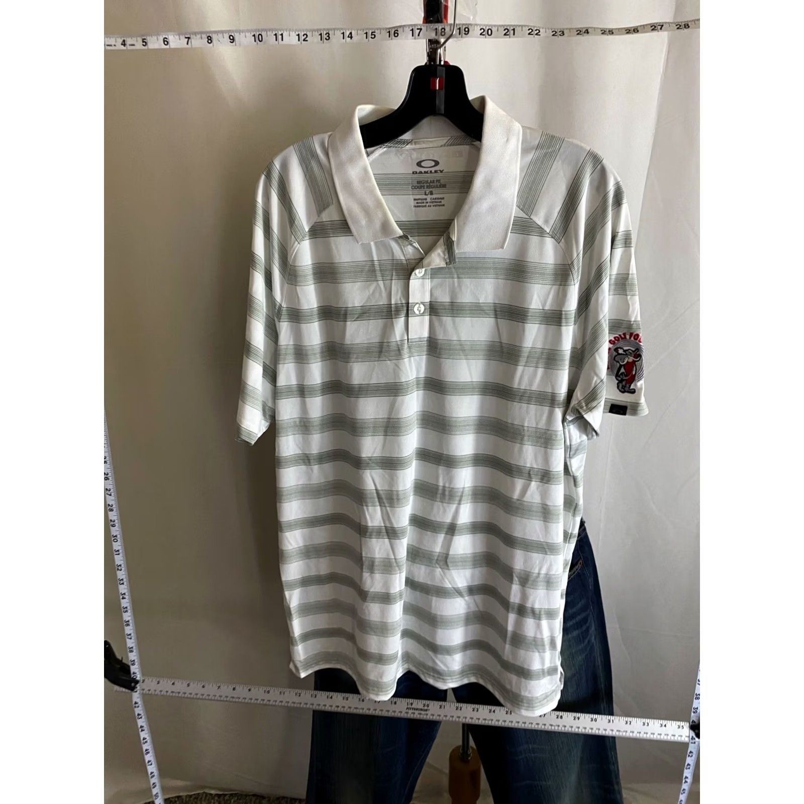 Oakley Oakley UNLV Rebel Golf Foundation Stripe Poly POLO SHIRT Large L Mens Polo Sharp Color XS? Size US XL / EU 56 / 4 - 2 Thumbnail