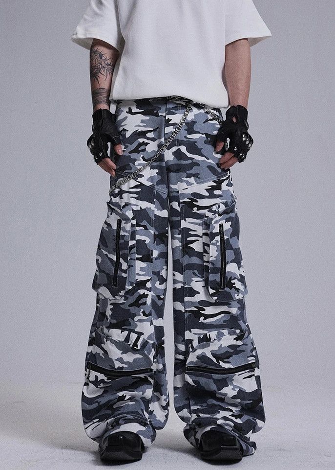 Camouflage Zipper Multi pocket Casual Pants