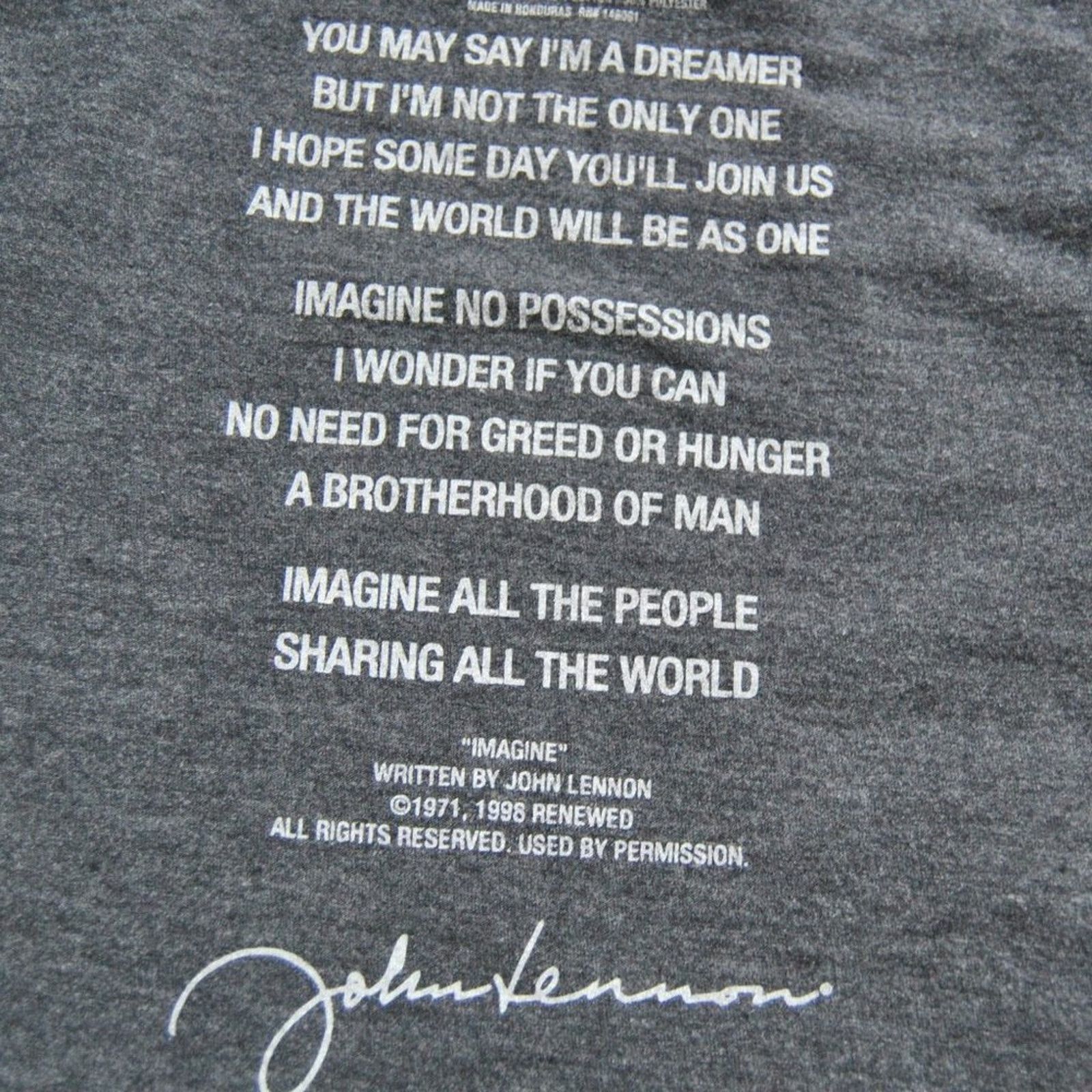 Hard Rock Cafe Hard Rock Café Lyric Culture John Lennon Imagine Shirt Size US M / EU 48-50 / 2 - 5 Thumbnail