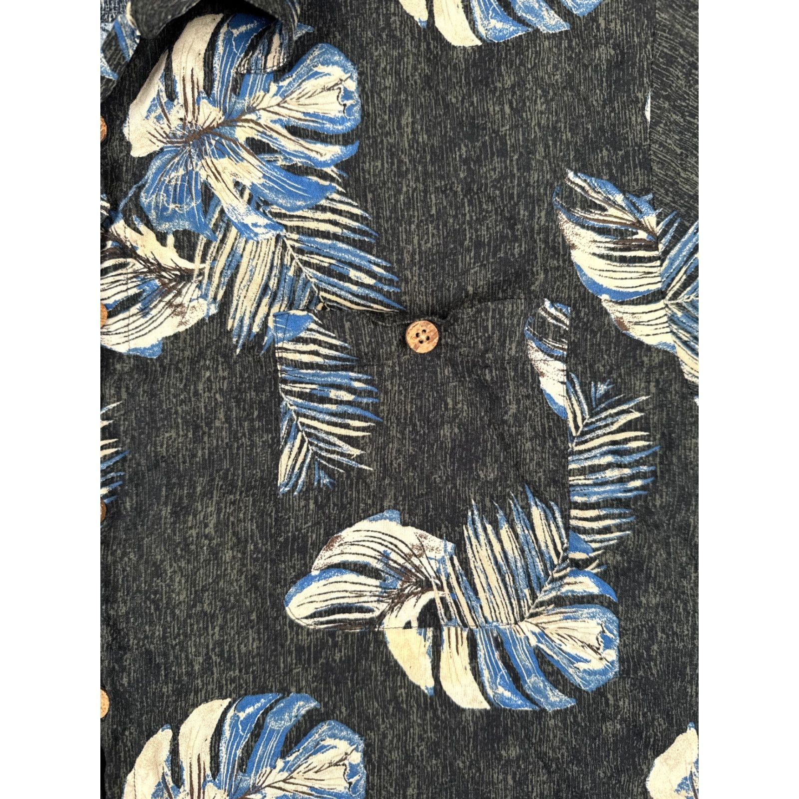 Vintage Puritan Shirt Mens 2XL Black Blue Palm Tree Leaf Print Hawaiian 100% Rayon Size US XXL / EU 58 / 5 - 6 Thumbnail