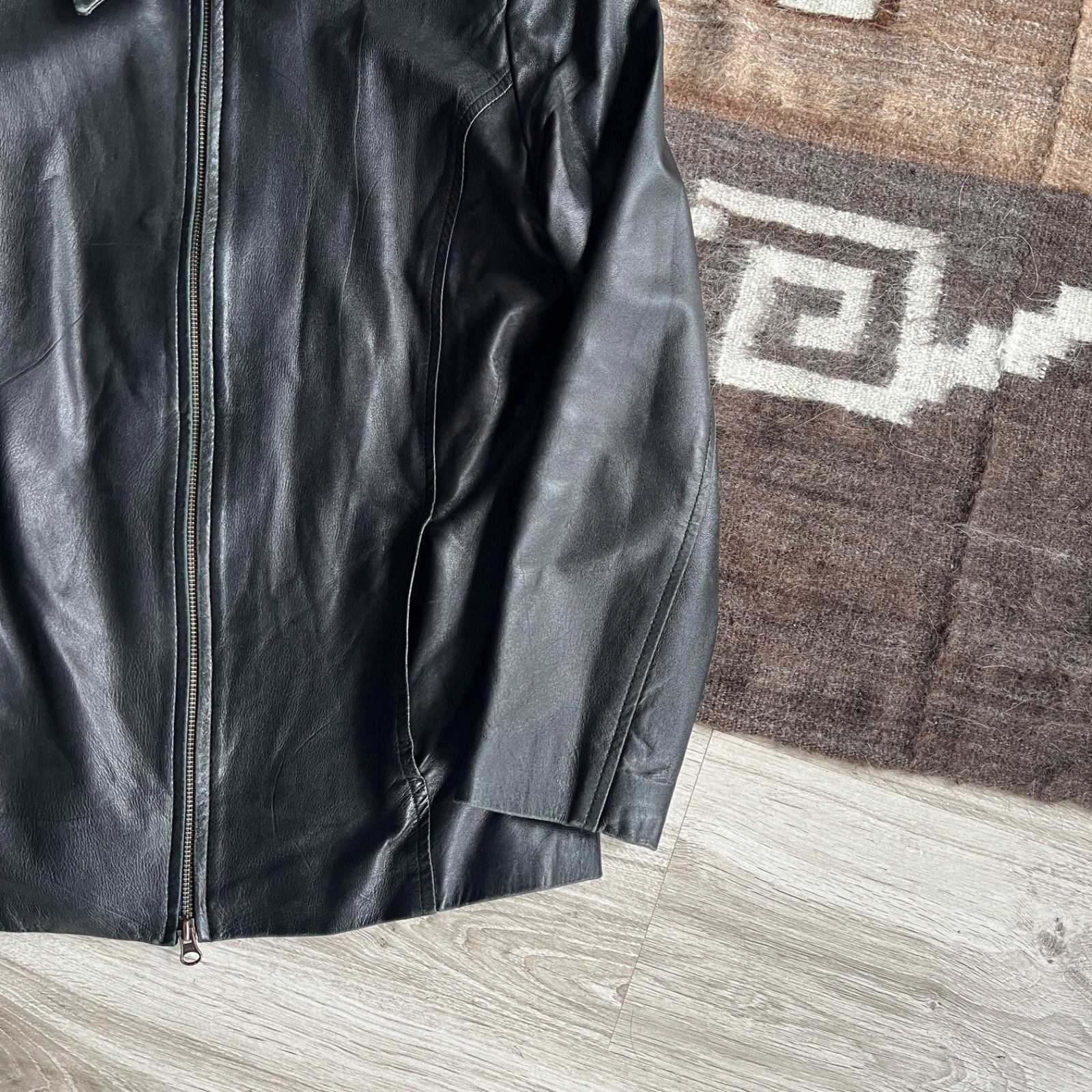 Genuine Leather Vintage French European Leather Minimalist Jacket 9908AC Size L / US 10 / IT 46 - 4 Thumbnail