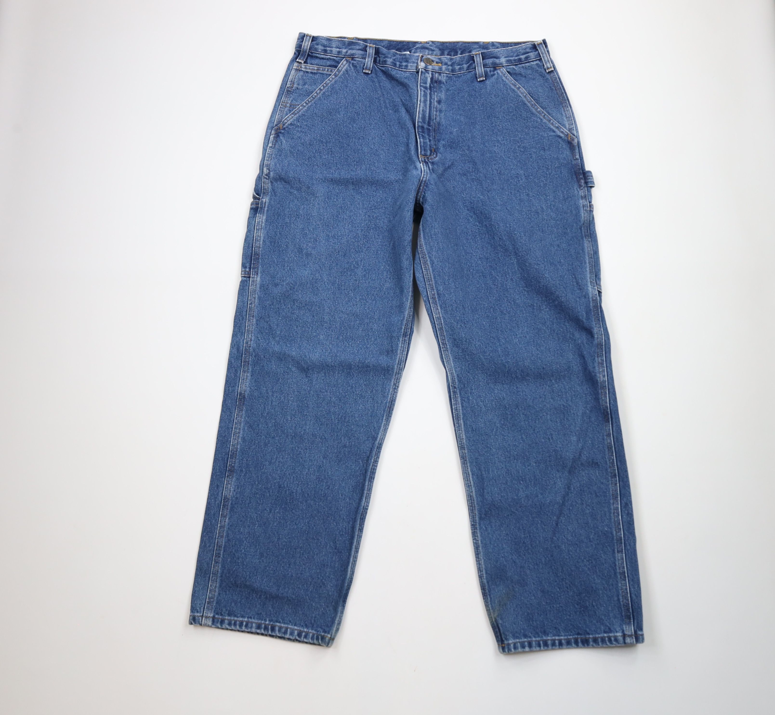 Carhartt × Vintage Vintage Carhartt Spell Out Wide Leg Dungaree Denim Jeans Size US 38 / EU 54 - 1 Thumbnail