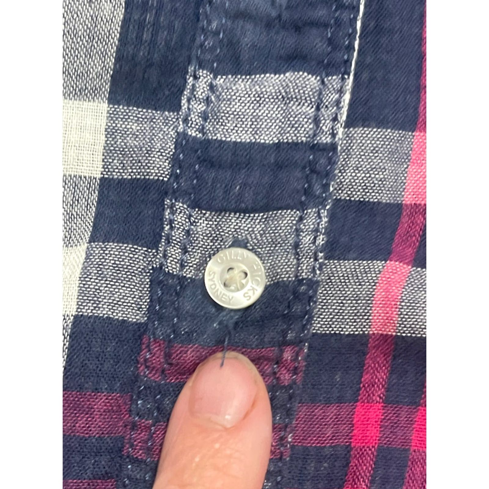 Vintage Gilly Hicks Shirt Womens Medium Blue Purple Grey Plaid Long Sleeve Button Up Size M / US 6-8 / IT 42-44 - 5 Thumbnail
