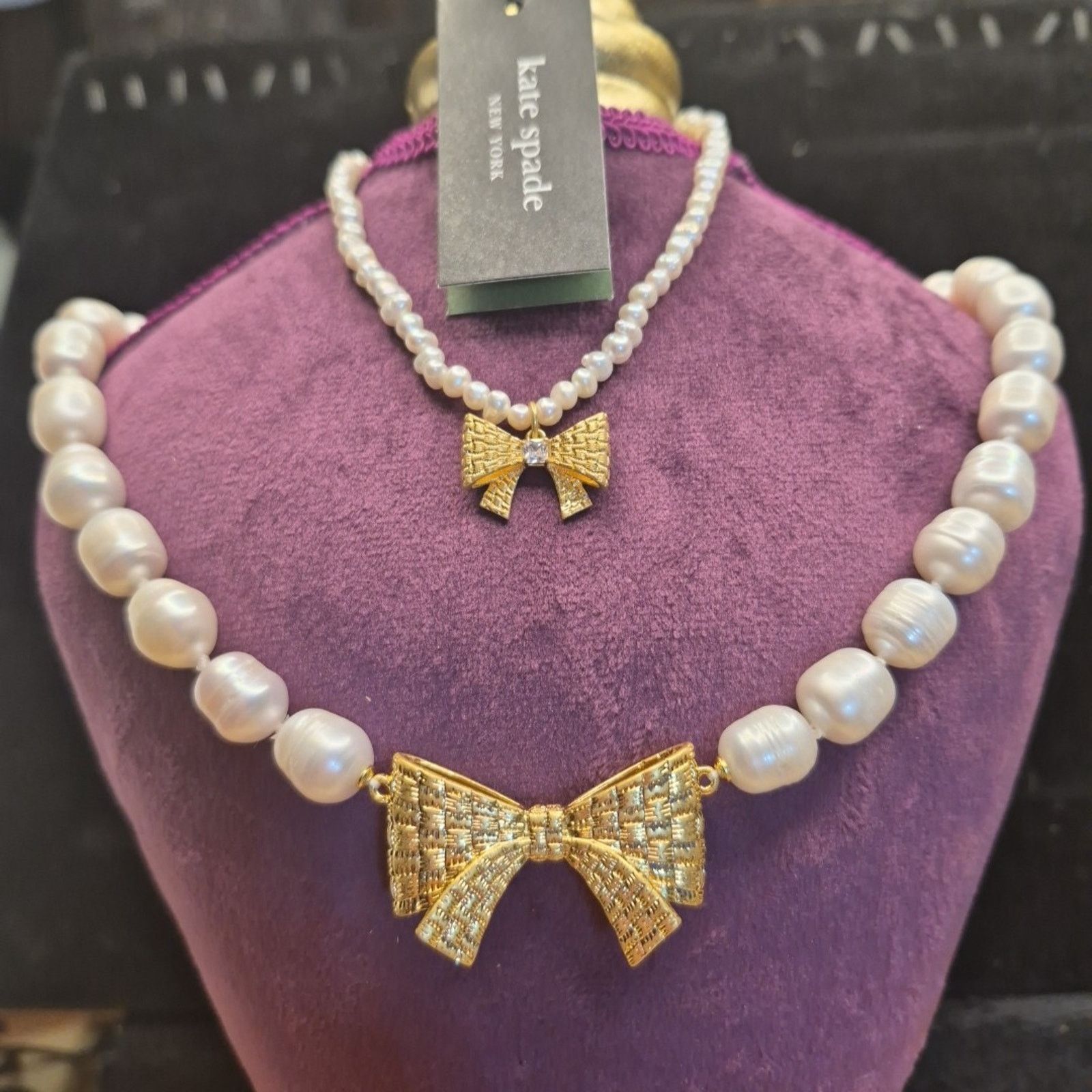 Kate Spade Kate Spade Natural Pearl Gold Bow Necklace & Bracelet Set Size ONE SIZE - 3 Thumbnail