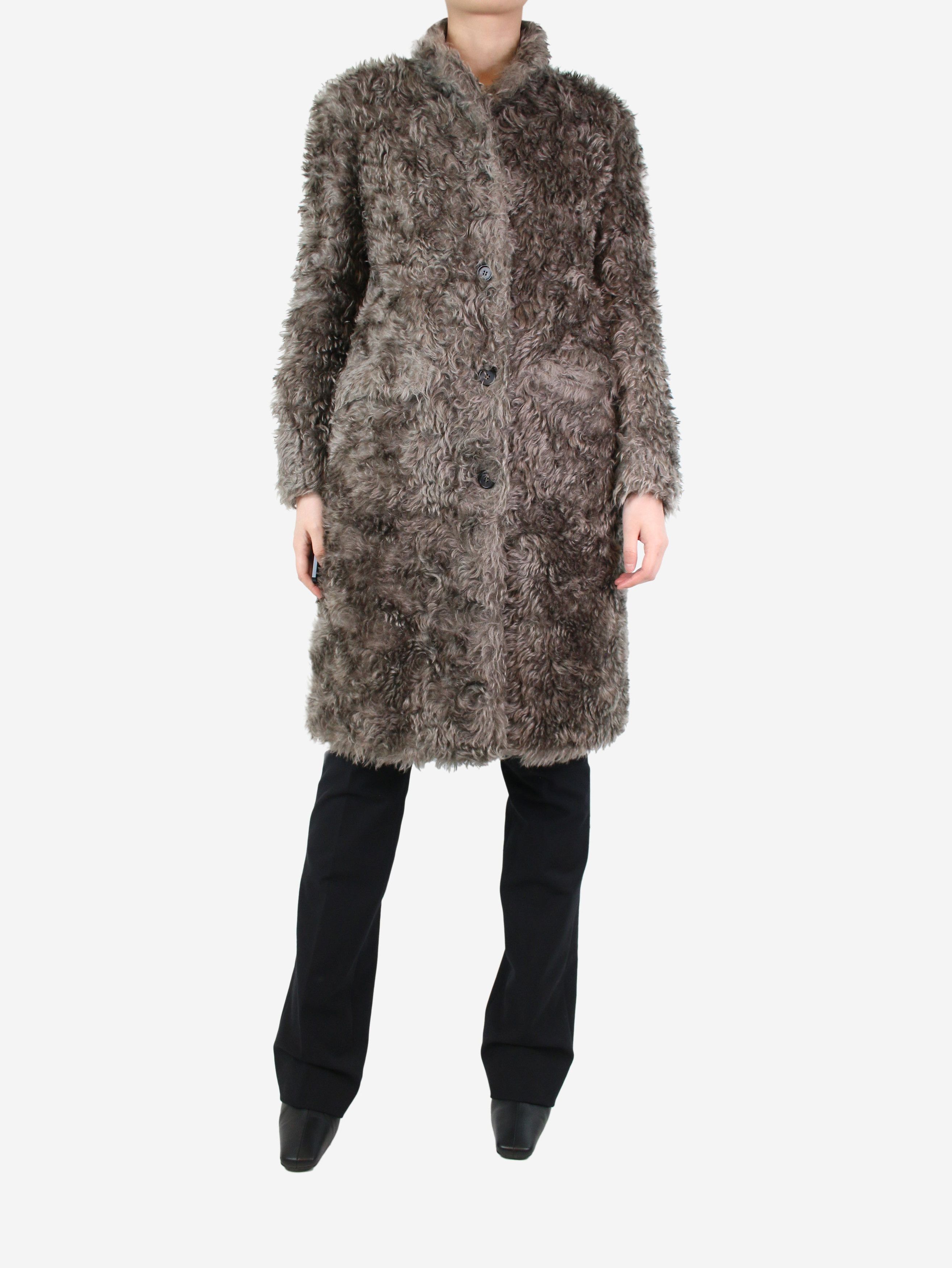 Image of Prada Grey Mohair Coat - Size Uk 8, Women's