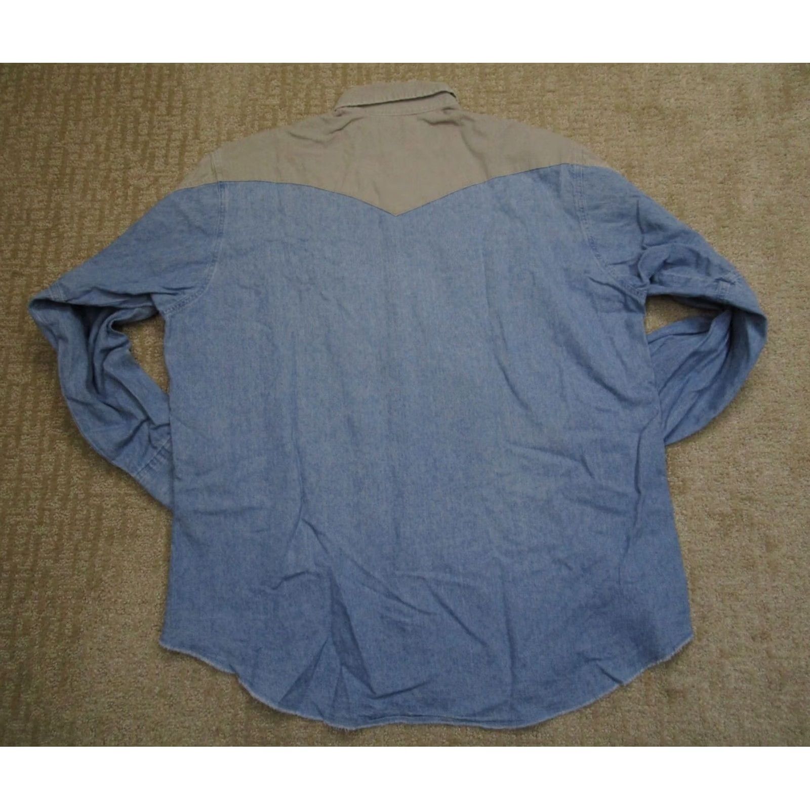Wrangler VINTAGE Wrangler Shirt Men XL Blue Denim Western Long Sleeve Button-Up Collared Shirt 90s Cowboy Outdoor Size US XL / EU 56 / 4 - 5 Thumbnail