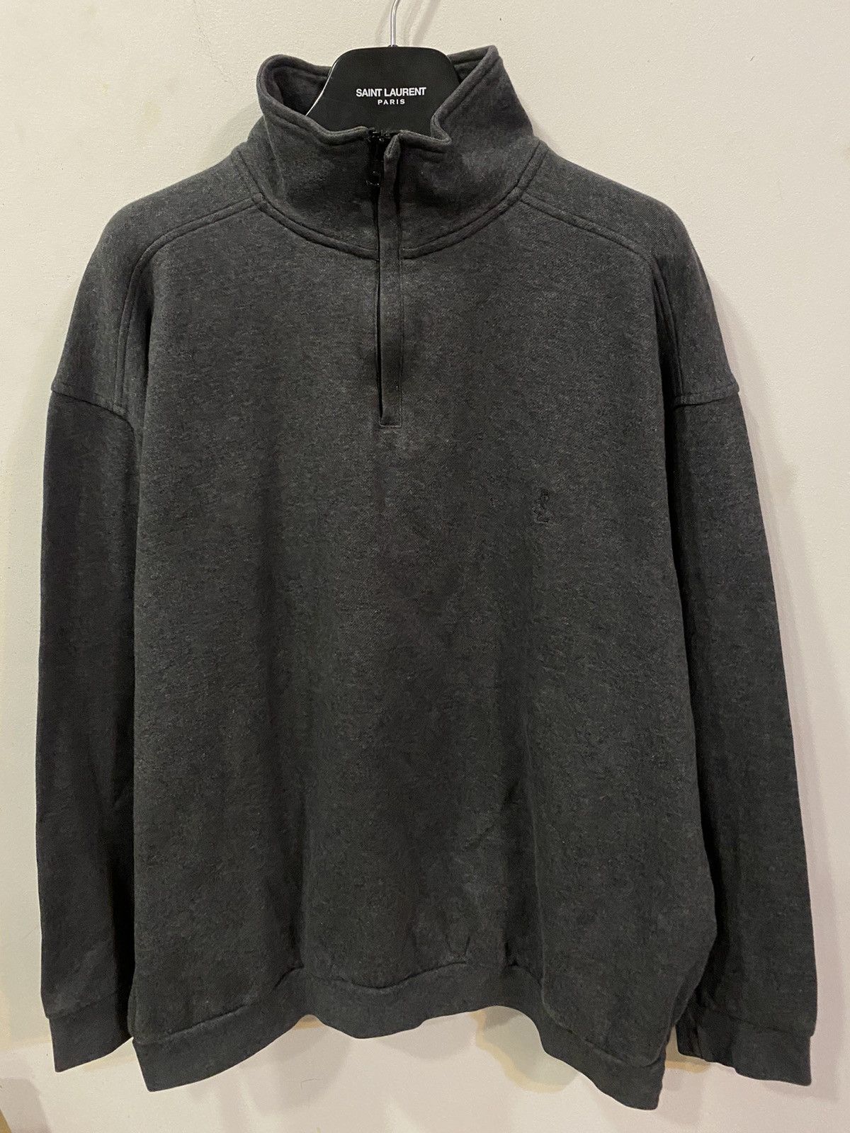 Yves Saint Laurent 90’s YSL Sweatshirt 1/4 Quarter Zip Grey Sweater Vintage Size US XXL / EU 58 / 5 - 9 Thumbnail
