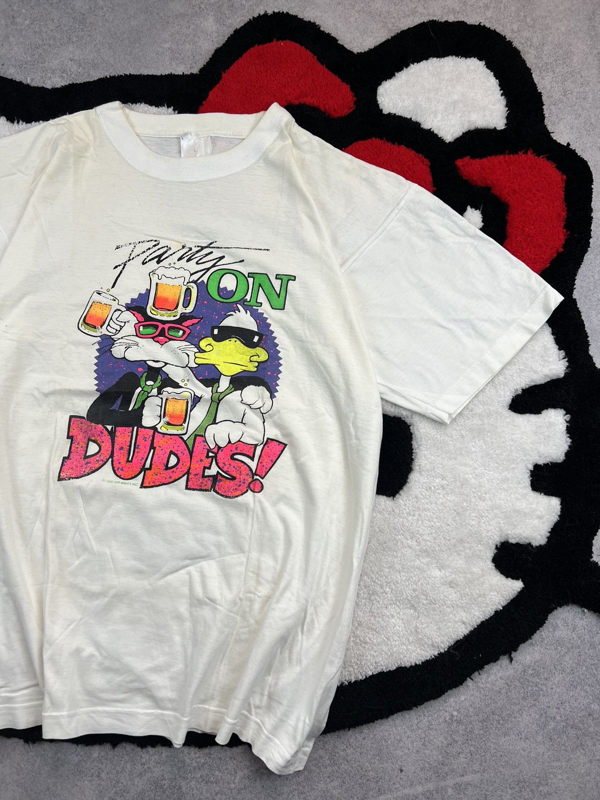 Vintage Vintage 1990 Party On Dude Beer Faded Humor Y2K Tee Shirt Size US L / EU 52-54 / 3 - 3 Thumbnail