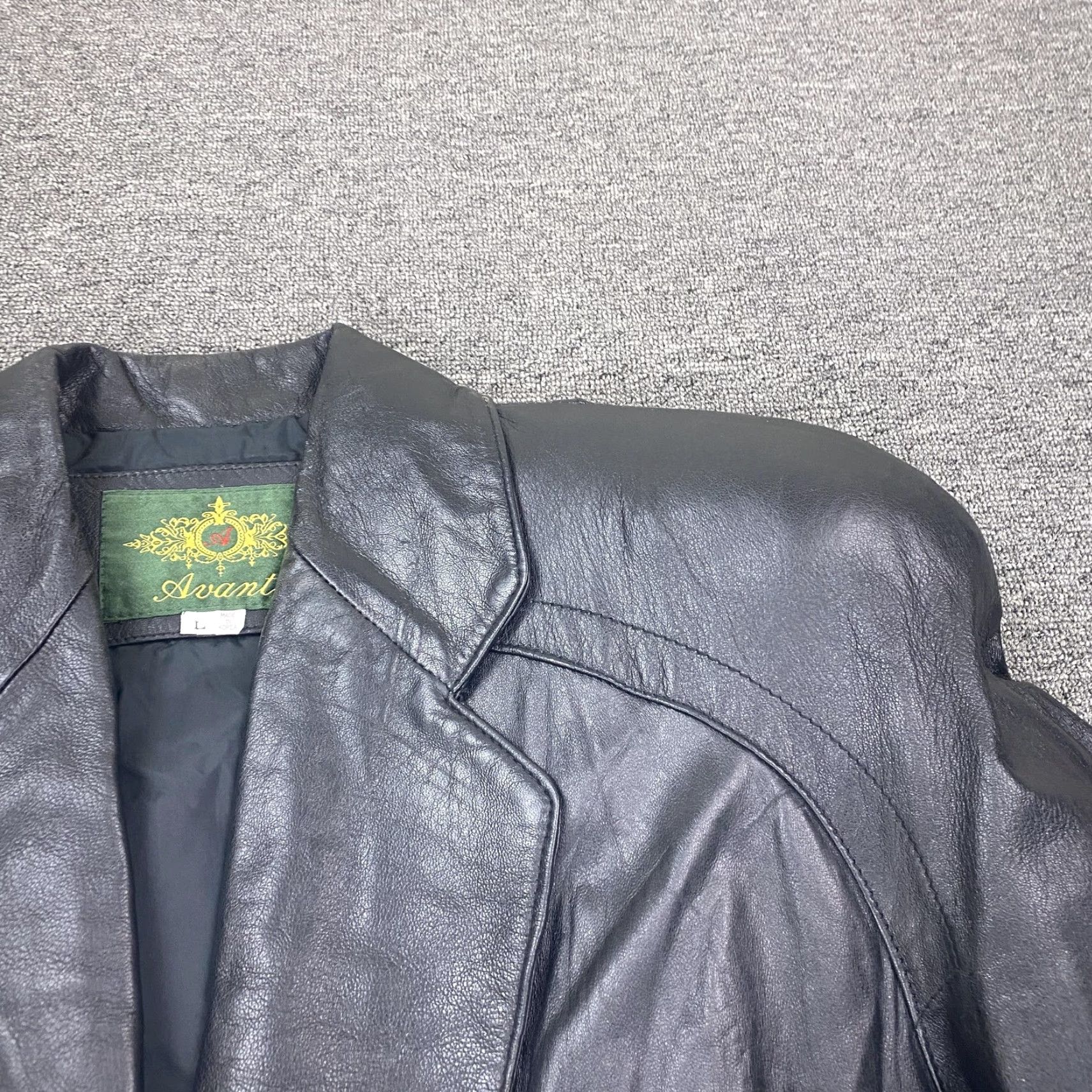 Vintage VINTAGE Avanti Leather Coat Womens Large Black Long Overcoat 80s Shoulder Pads Size L / US 10 / IT 46 - 6 Thumbnail