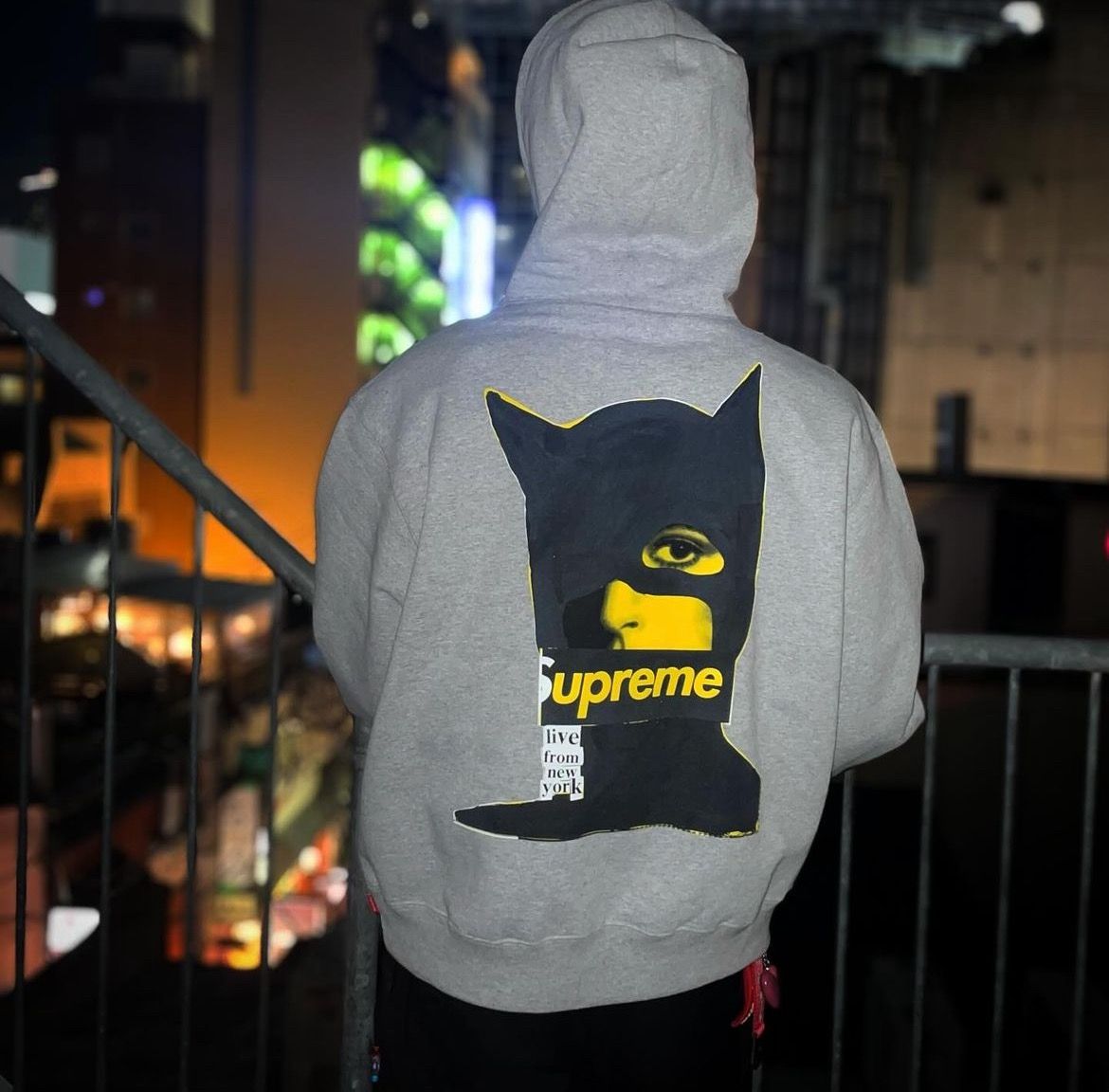 Pre-owned Supreme Crazy  Catwoman Hoodie Grey Black Yellow M