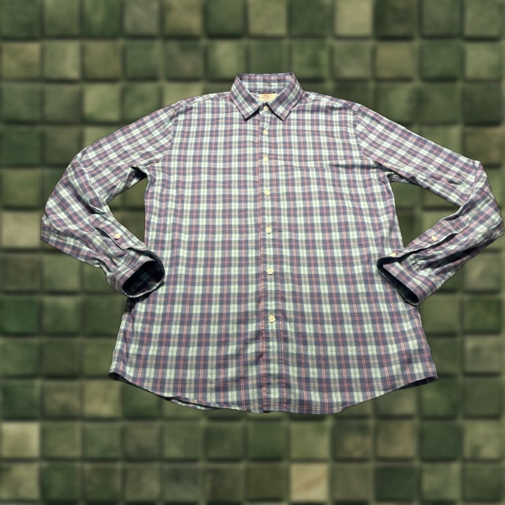 Faherty Faherty Performance Shirt Mens Medium Blue Pink Plaid Button Up Supima Nylon Blend Size US M / EU 48-50 / 2 - 1 Thumbnail