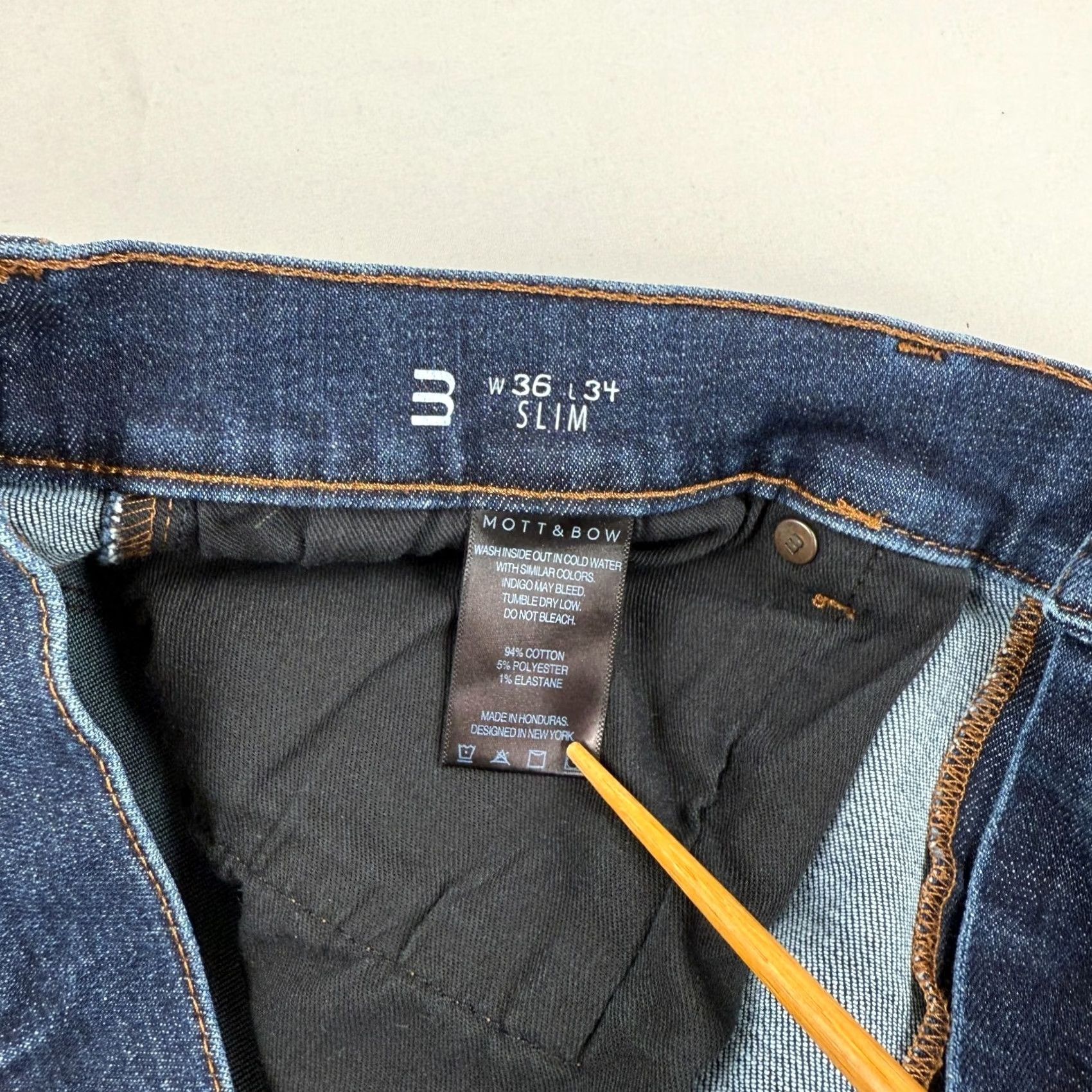 Mott & Bow Mott & Bow Jeans Mens 34x32 Slim Denim Blue Stretch 5-Pocket Straight Dark Wash Regular 34 Inseam 32.5" Size US 34 / EU 50 - 5 Thumbnail