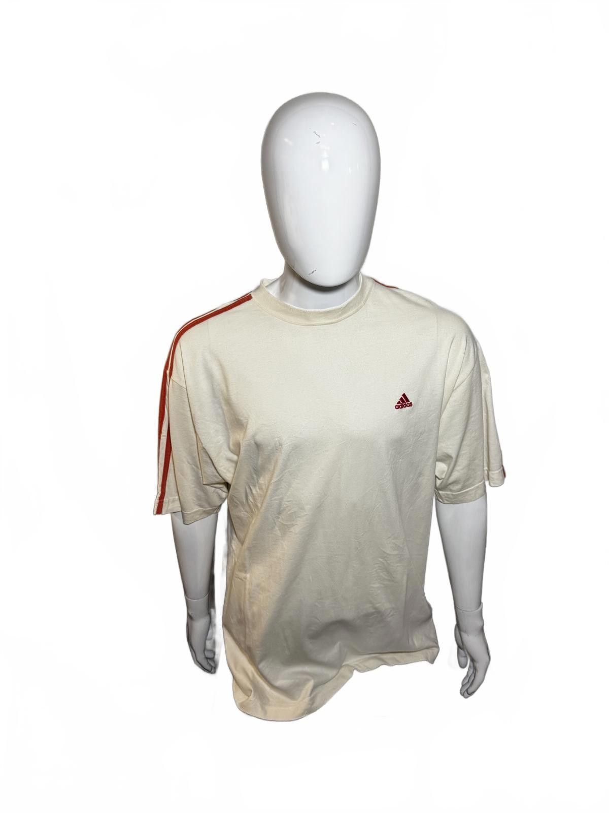 Adidas Adidas Cream T-Shirt with Red Stripes Size US XL / EU 56 / 4 - 1 Thumbnail