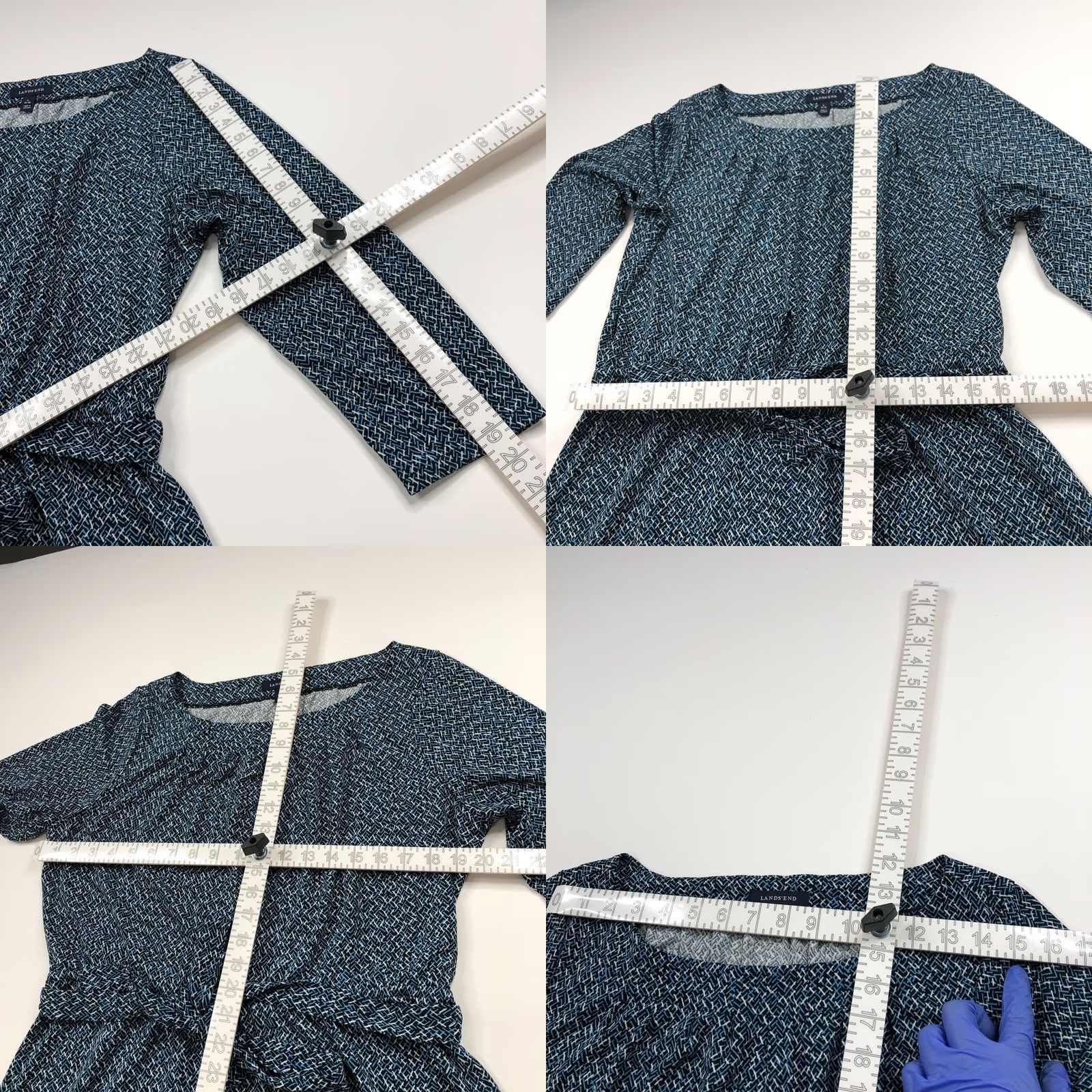 Lands' End Lands' End Dress A-Line Pullover Below Knee Belt Tie Black Blue Womens L Regular XS-XL not applicable Size L / US 10 / IT 46 - 8 Thumbnail