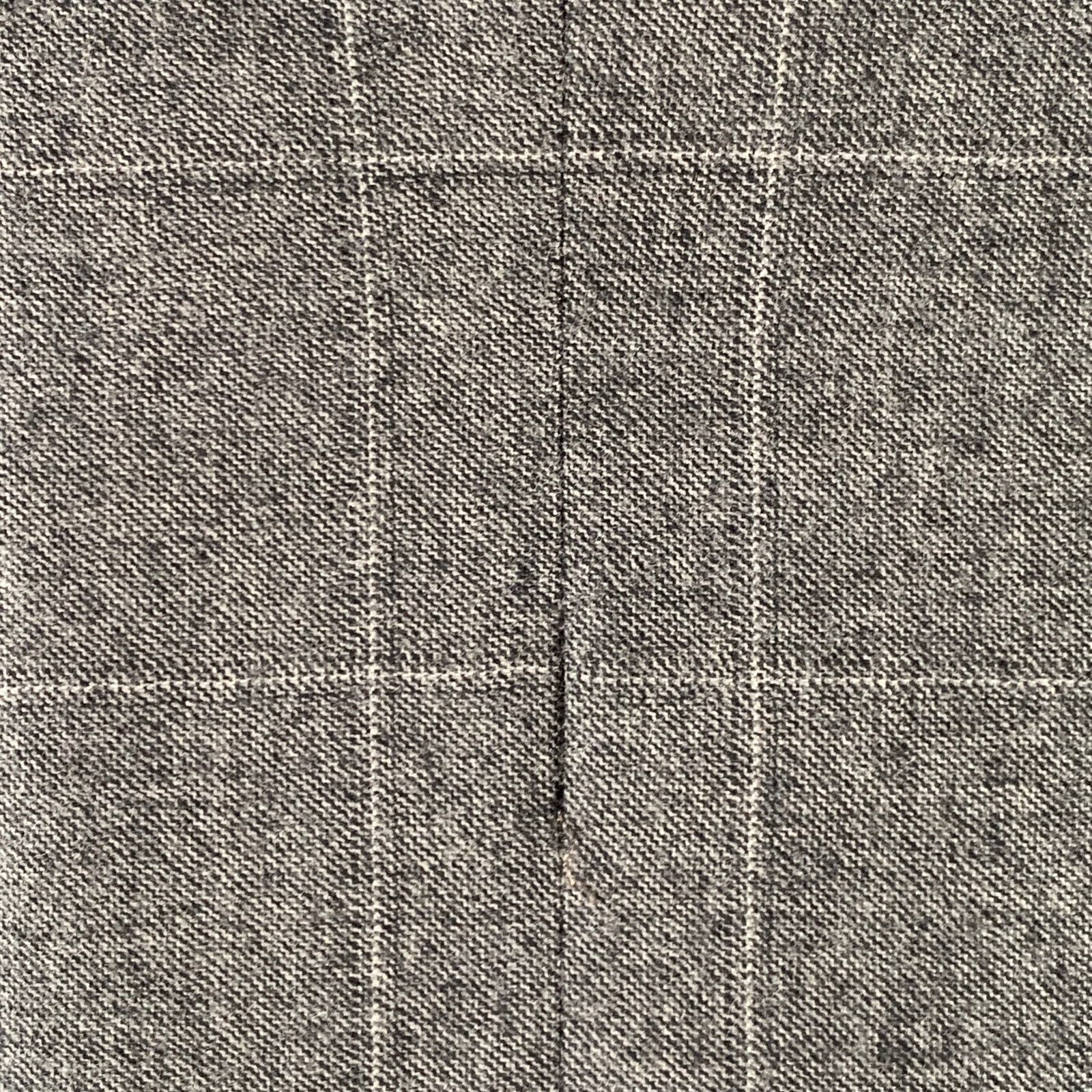 Size 46 Grey White Window Pane Wool Notch Lapel Suit