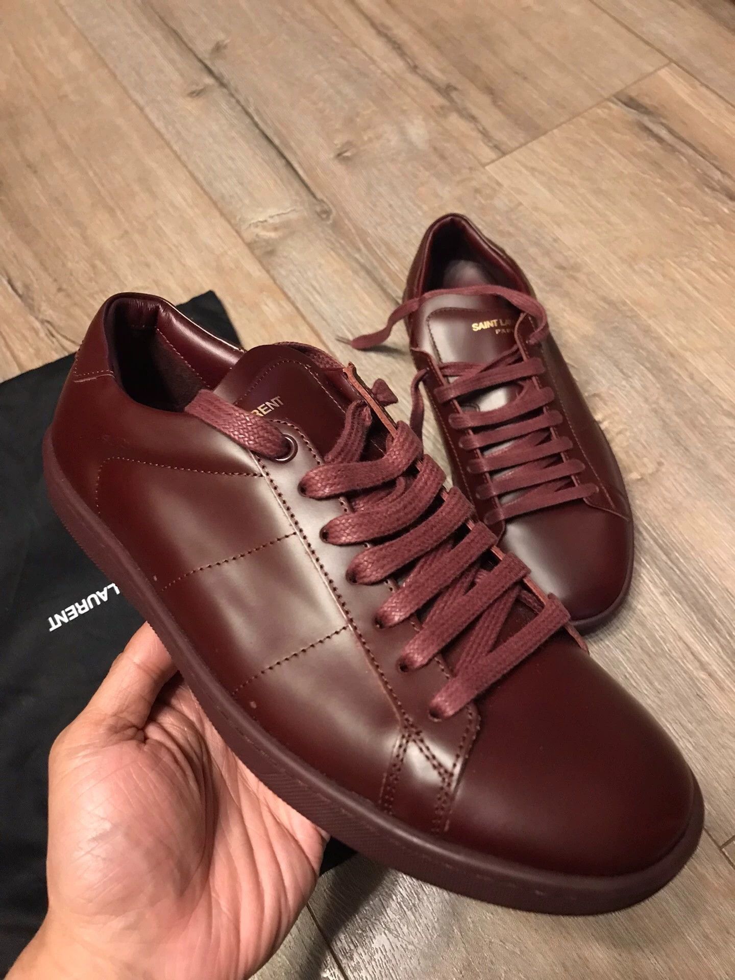 Saint Laurent Paris SLP 40 burgundy leather sneakers new with bag no box Size US 7 / EU 40 - 2 Thumbnail