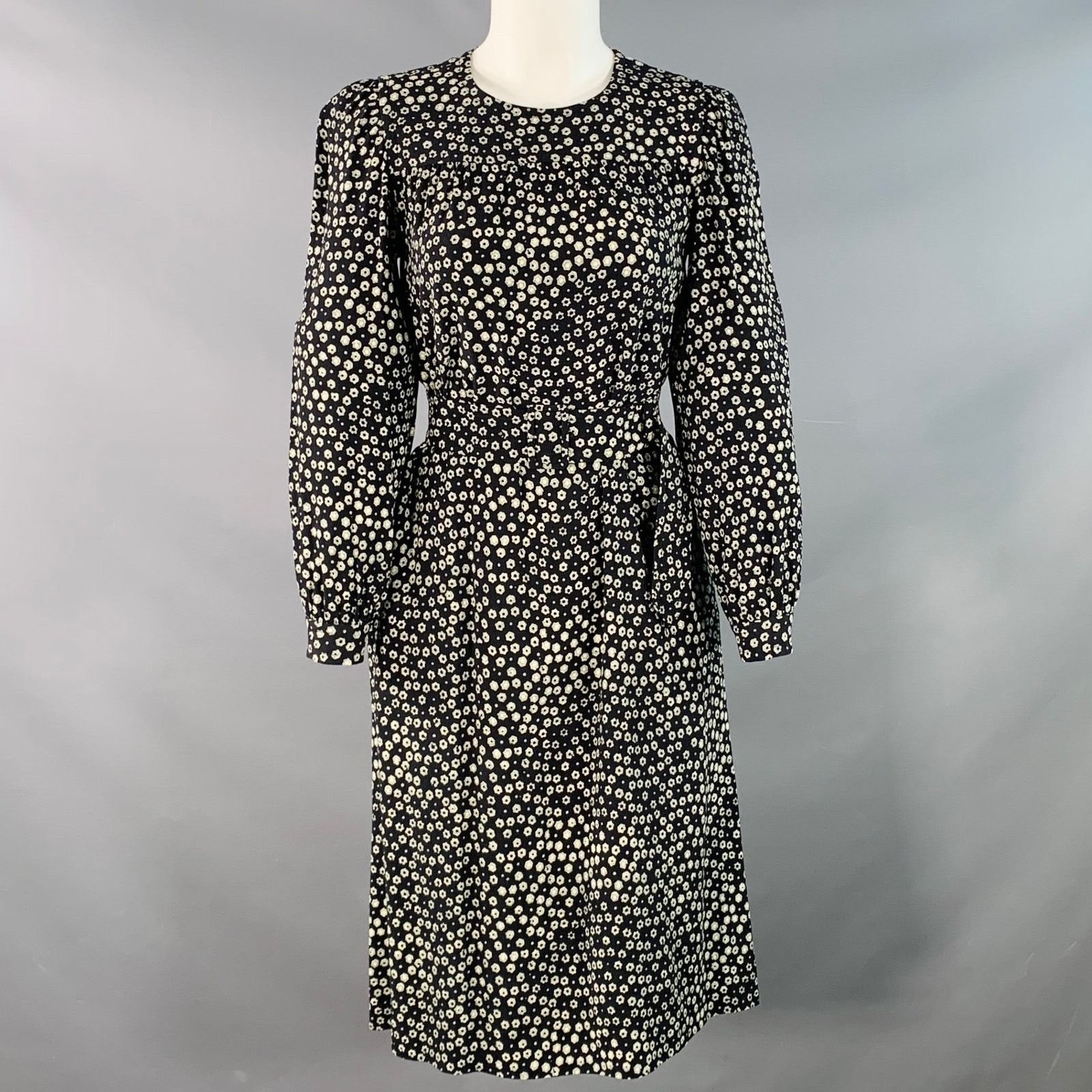 A.P.C. A.P.C. Viscose Floral Long Sleeve Belted Knee Length Dress Size XS / US 0-2 / IT 36-38 - 1 Thumbnail