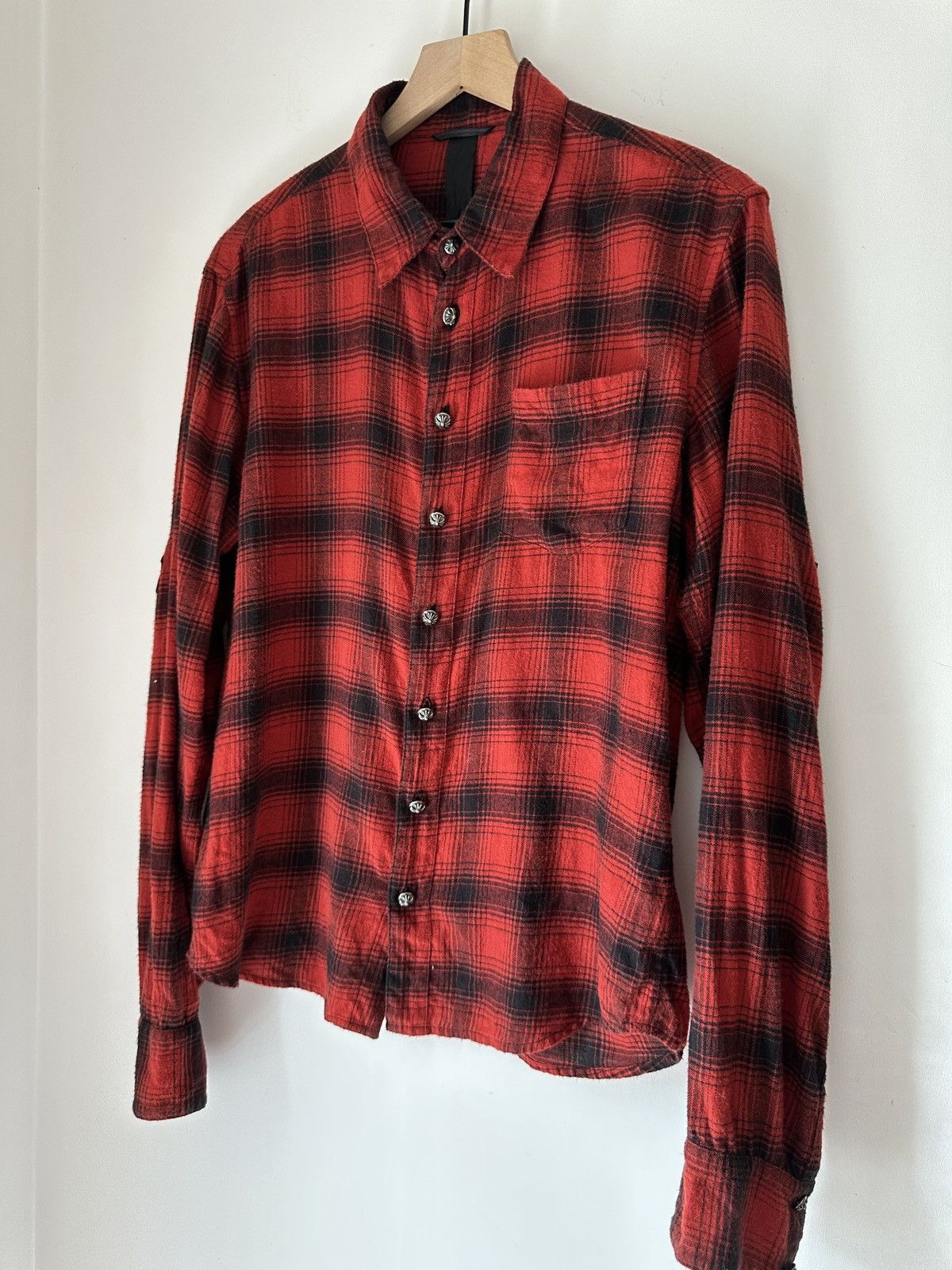Chrome Hearts Chrome Hearts Red Leather Elbow Cross Flannel Size US M / EU 48-50 / 2 - 1 Thumbnail