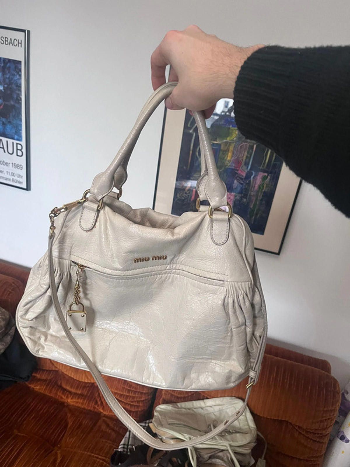 Miu Miu Miu Miu - Beige Leather Satchel Bag Size ONE SIZE - 2 Thumbnail