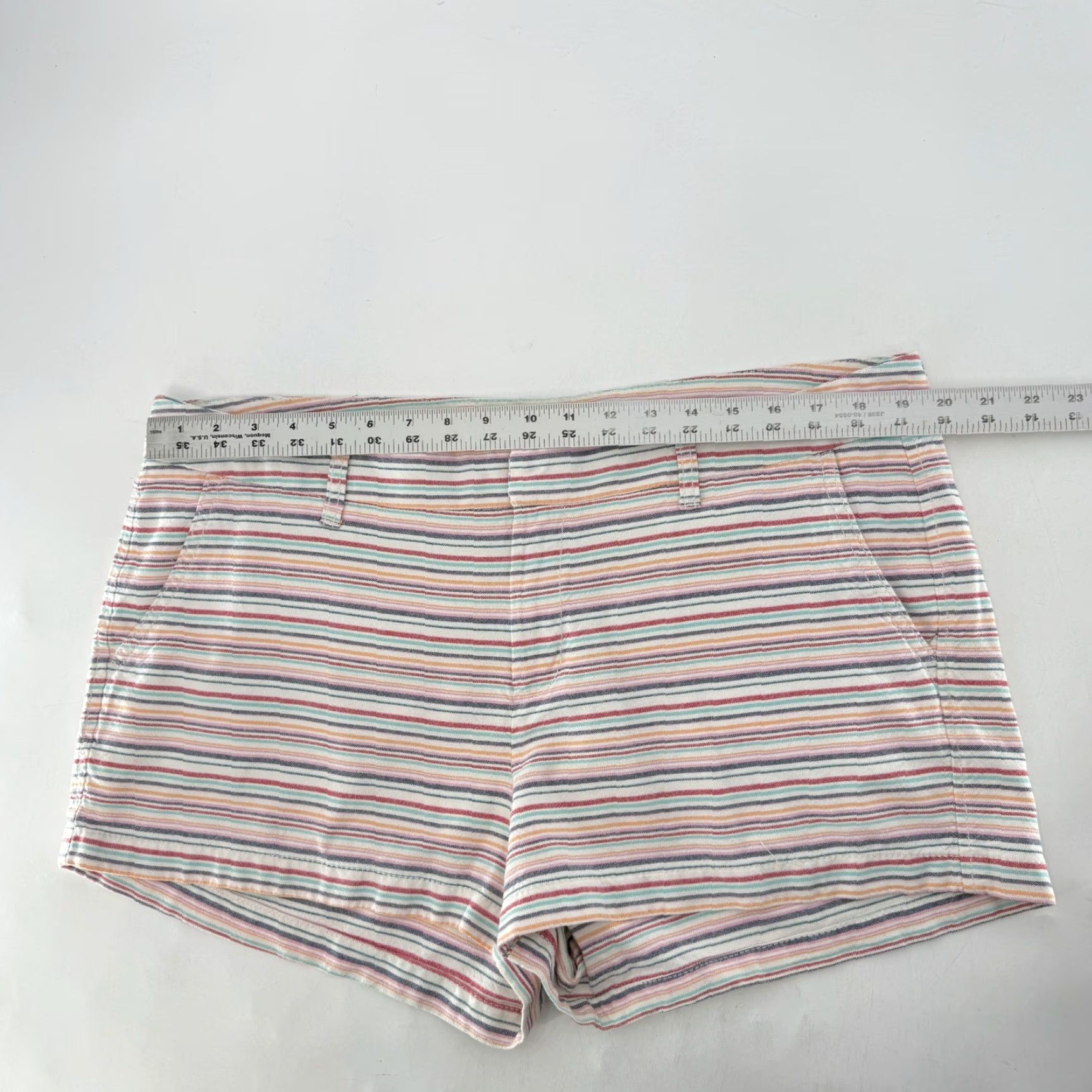 Gap GAP Girlfriend 3 Inch Striped Shorts Womens US 16 / 33 Multicolor Chino 100% Cotton Twill Beach Casual Summer Womens Size 38" / US 16 / IT 52 - 5 Thumbnail