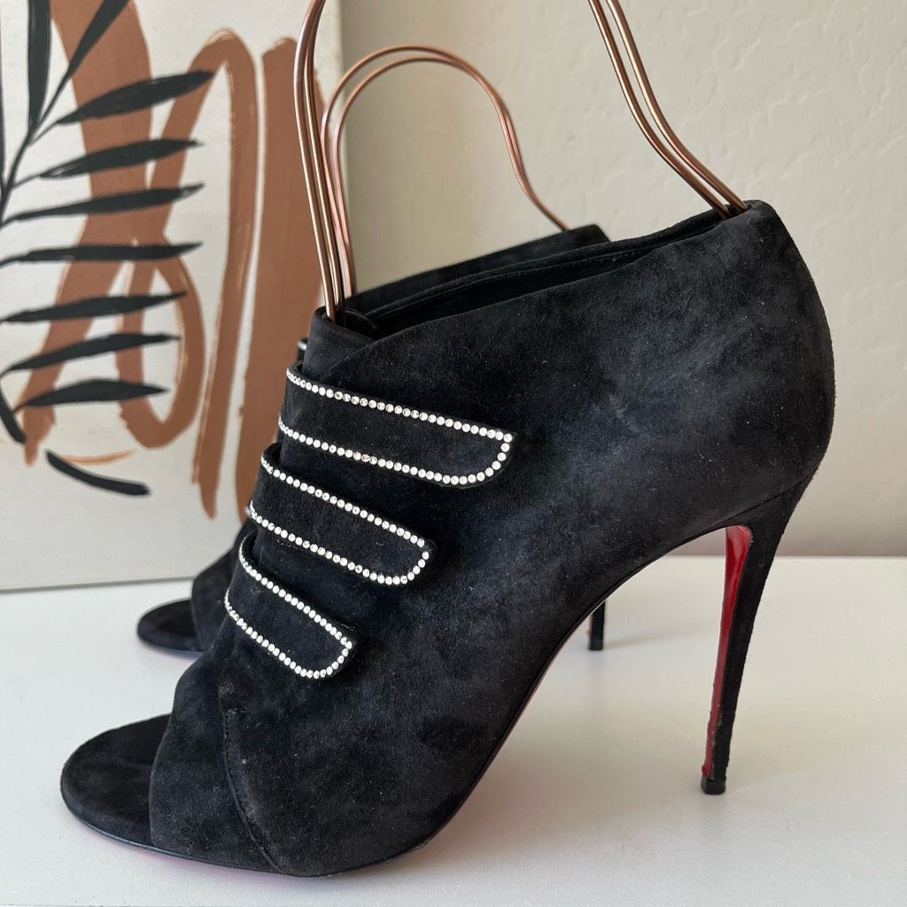 Christian Louboutin Christian Louboutin Heels Triplica Strass 100 Suede Booties Size US 9 / IT 39 - 2 Thumbnail