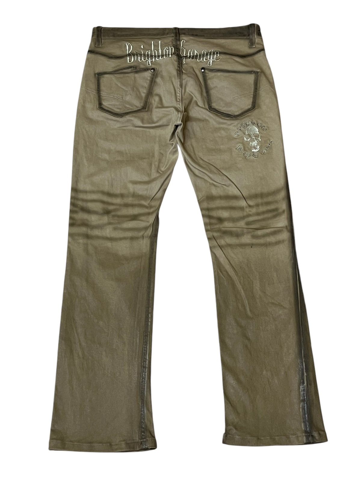 JACKROSE SICK🔥JACKROSE LUV MAISON WAXED EMBROIDERY FLARED JEANS Size US 33 - 3 Thumbnail