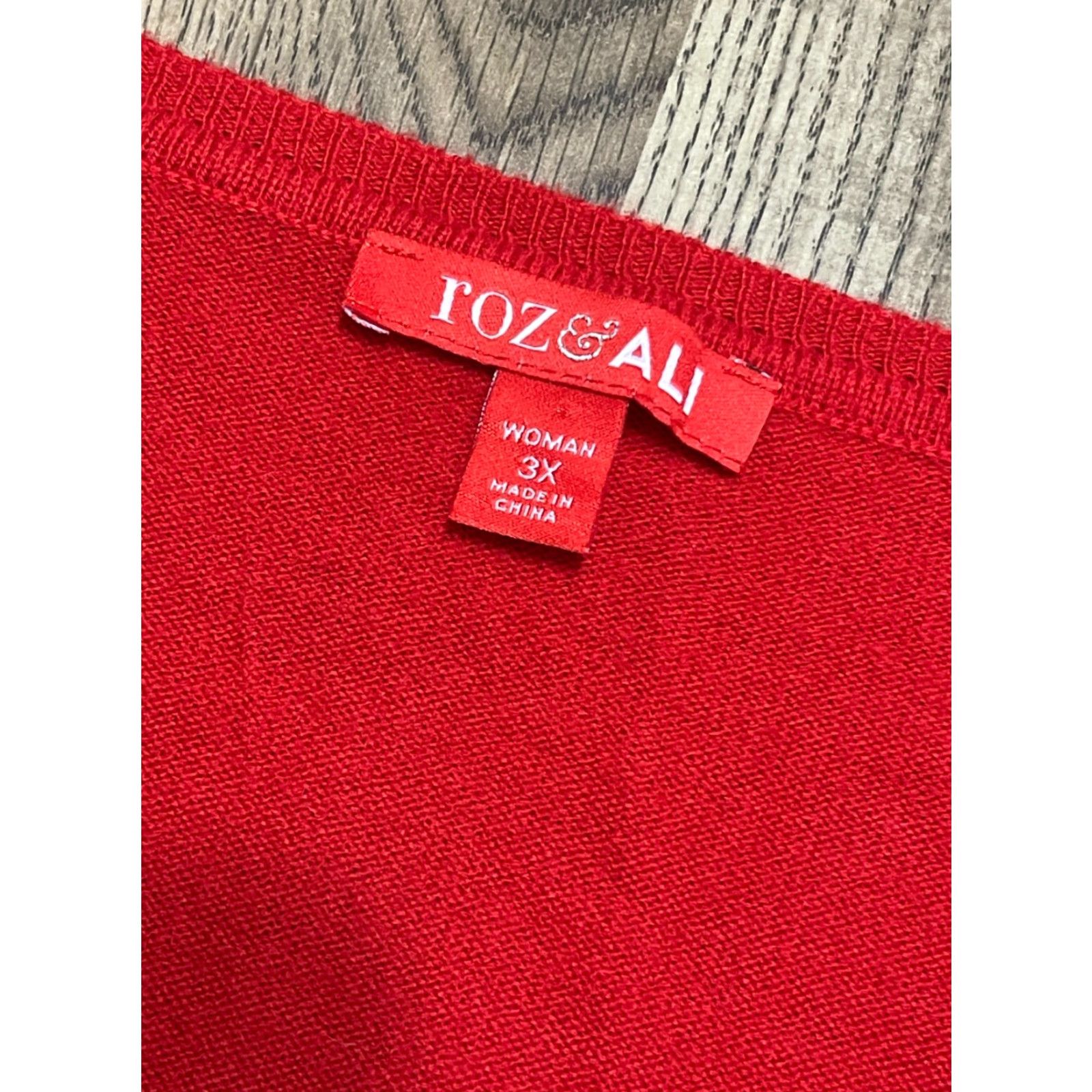 Vintage Roz And Ali Shirt Women's Plus Size 3X Red Long Sleeve Shirt Women 3X Red Long Sleeve Basic Modern Casual Fall Spring Summer 3X Mens? Size XXL / US 16-18 / IT 52-54 - 7 Thumbnail