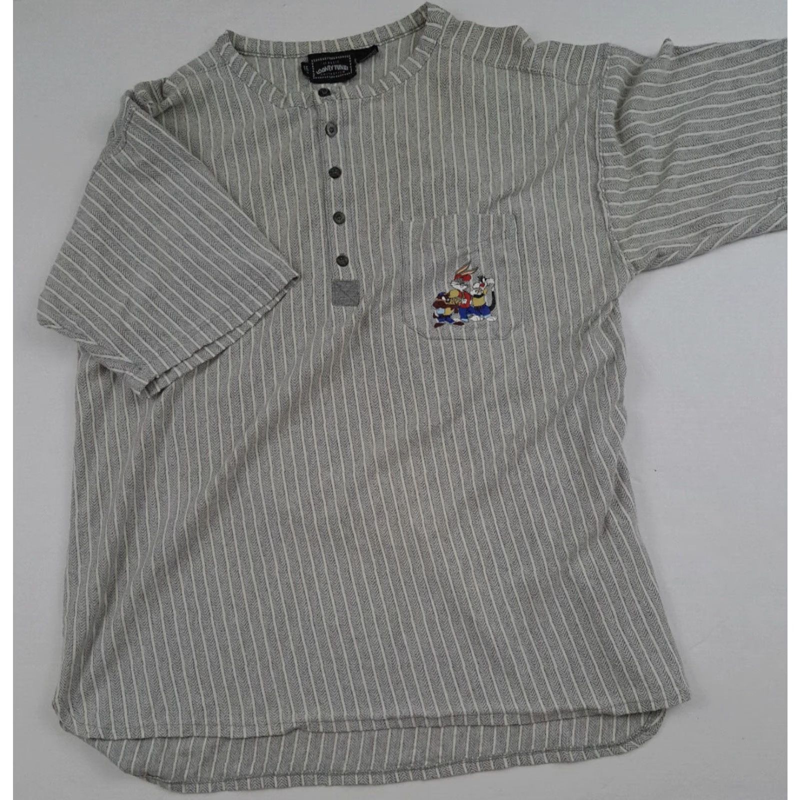 Vintage VINTAGE Classic Looney Tunes Grey Pinstriped Baseball Jersey L Taz,Bugs,Sly LG 1990s Gray Mens Size US L / EU 52-54 / 3 - 3 Thumbnail