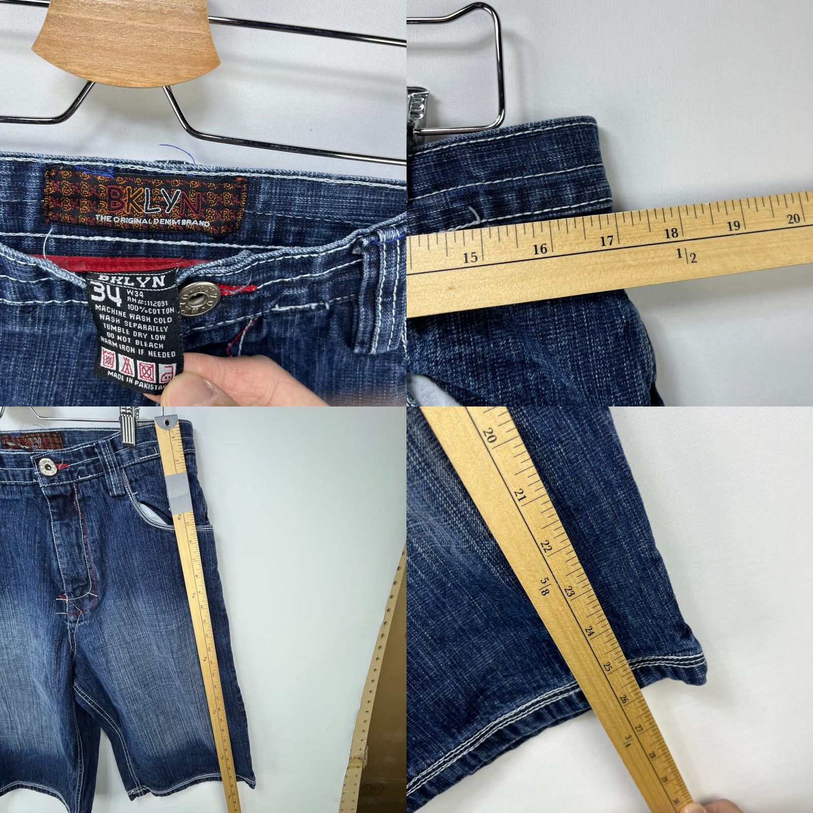 Express VINTAGE Brooklyn Jorts Baggy Denim Shorts 34 BRKLYN Mens Blue 34 Decade Y2K Size US 34 / EU 50 - 8 Thumbnail