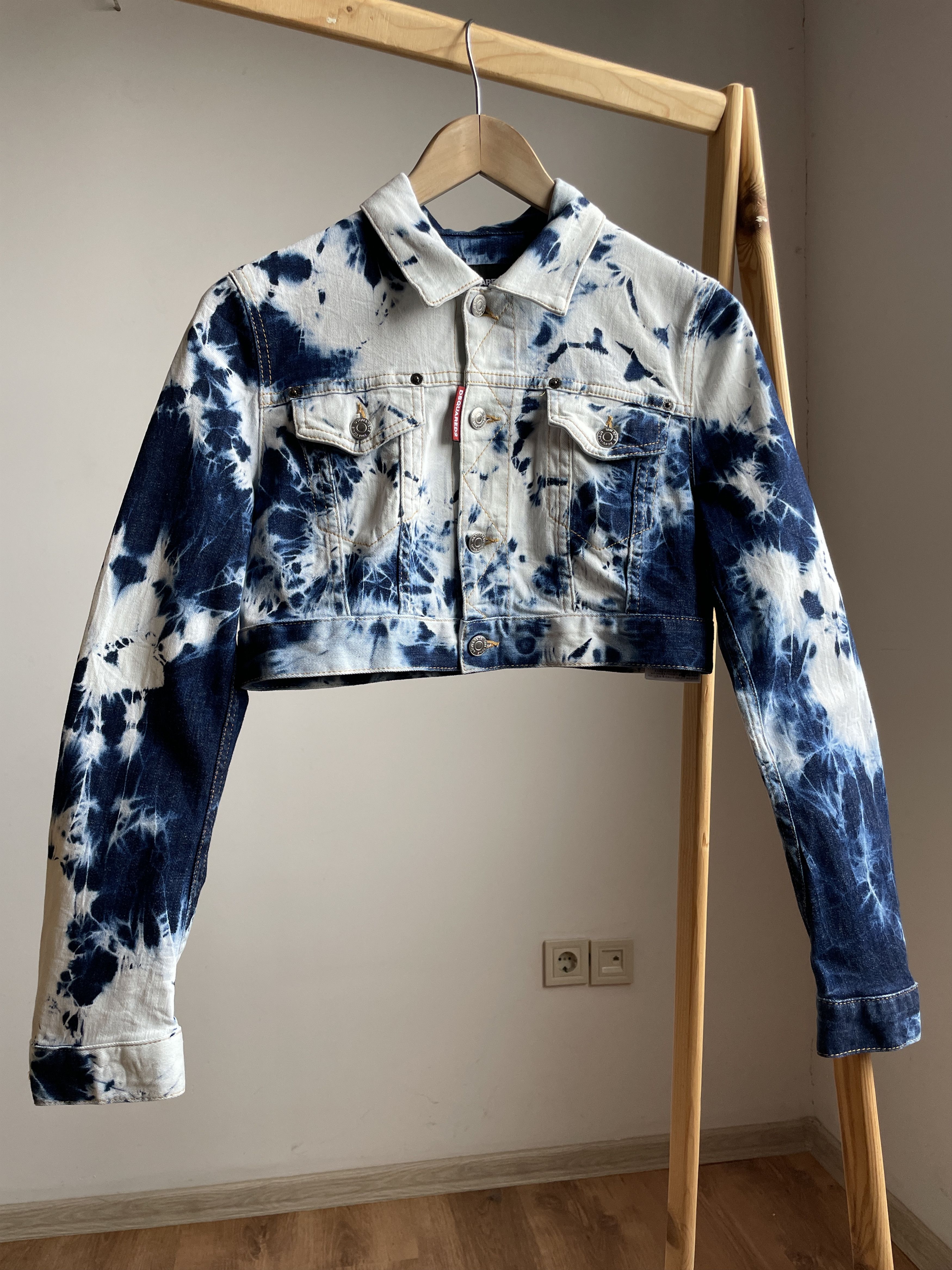 Dsquared2 Dsquared2 Womens Tie Dye Classic Cropped Jean Jacket Size M / US 6-8 / IT 42-44 - 3 Thumbnail