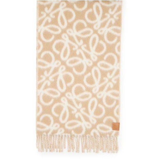 Loewe LOEWE Anagram Beige White Wool Scarf New & Authentic Size ONE SIZE - 1 Thumbnail