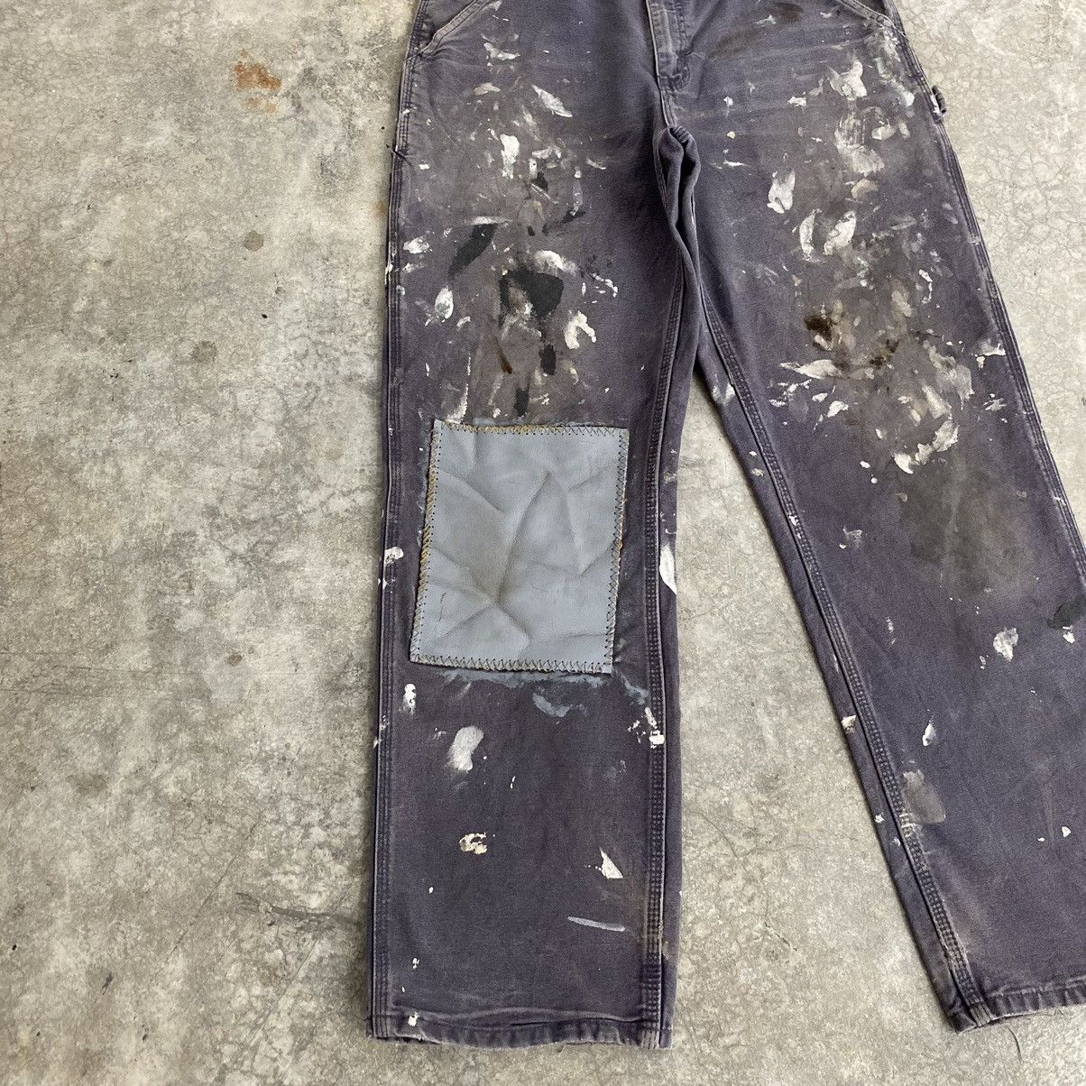 Carhartt VTG Carhartt Faded Petrol Blue Splatter Painter Pants Size US 31 - 7 Thumbnail