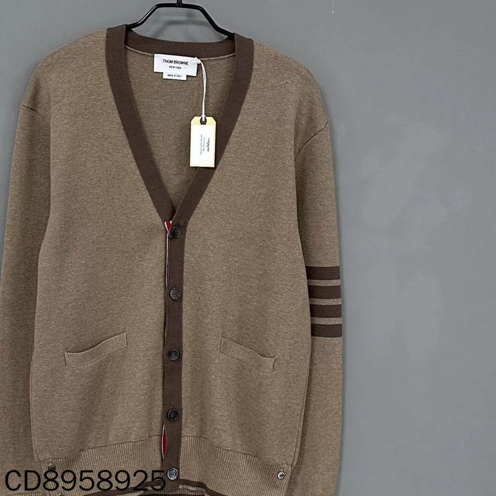 Thom Browne Thom Browne Linen Brown Stripe Knit Cardigan Size 3 Size US L / EU 52-54 / 3 - 2 Thumbnail