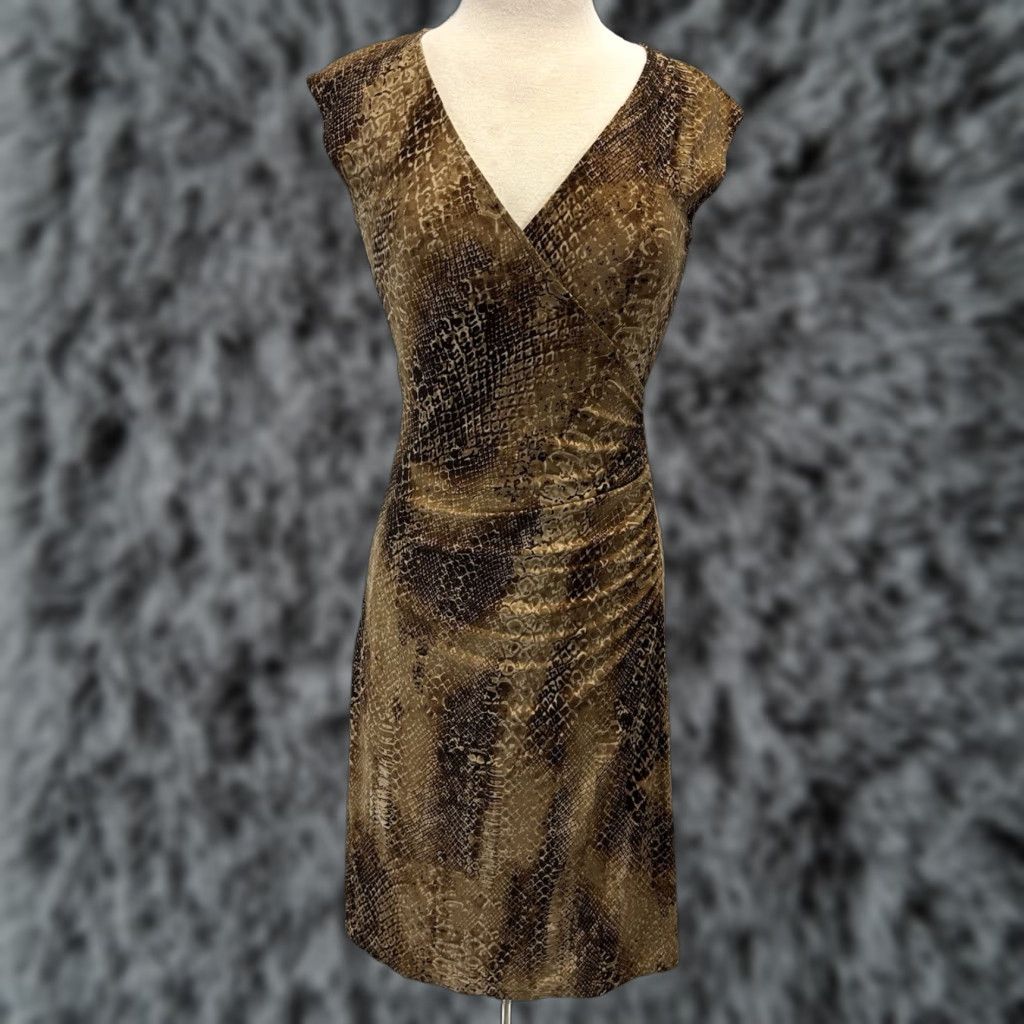 Ralph Lauren Lauren Ralph Lauren Faux Wrap Jersey Dress Sz Small Women’s Sleeveless Python Size S / US 4 / IT 40 - 1 Thumbnail