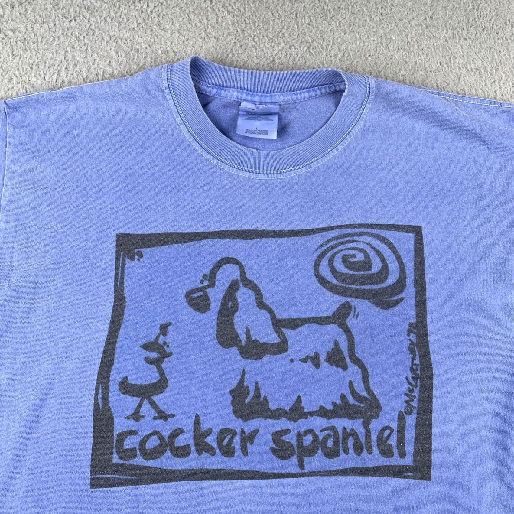 Gildan VINTAGE Gildan Blue Large T Shirt Cavern Canines Cocker Spaniel Dog Puppy Graphic 90s Mens Size US L / EU 52-54 / 3 - 2 Thumbnail