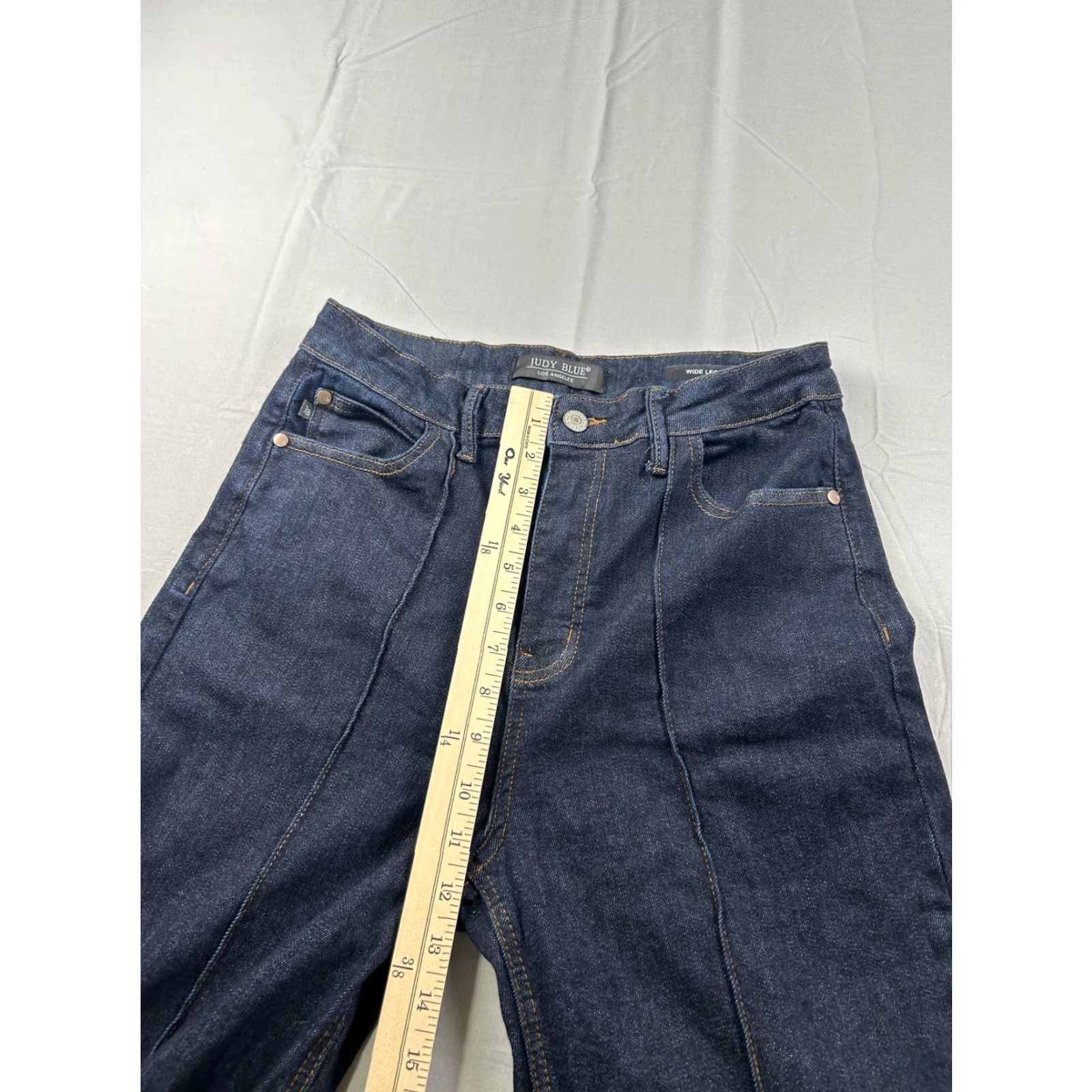Denime Judy Blue Jeans Womens 9/29 Blue Wide Leg Denim 28X31 Relaxed Stretch Pockets Zip Fly High Rise Vintage No Size 30" / US 8 / IT 44 - 8 Thumbnail