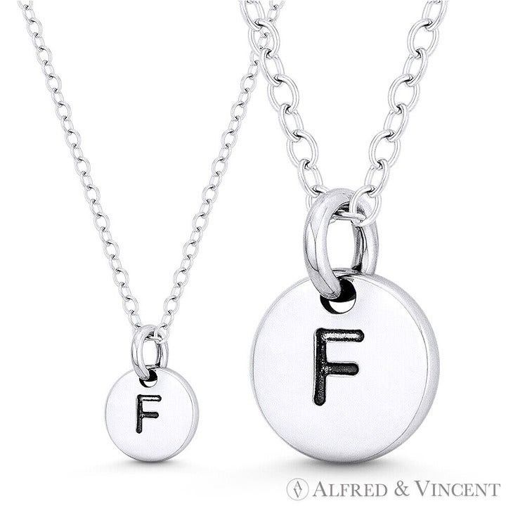 Other Initial Letter "F" Engraved Tiny Circle Pendant Size ONE SIZE - 1 Preview