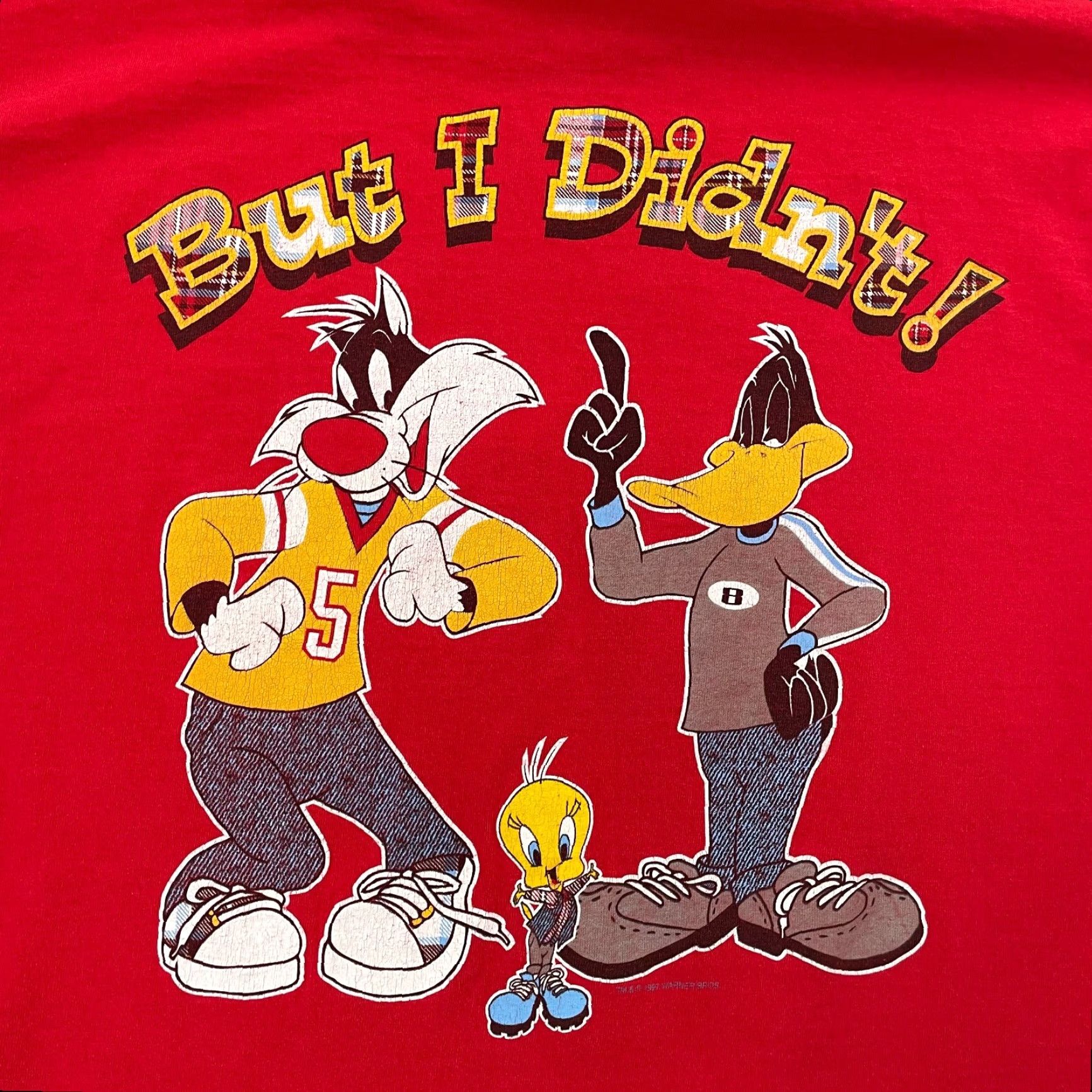 Vintage VINTAGE Looney Tunes T-Shirt Adult XL Red Sylvester Tweety Daffy 90s Cartoon Men Size US XL / EU 56 / 4 - 5 Thumbnail