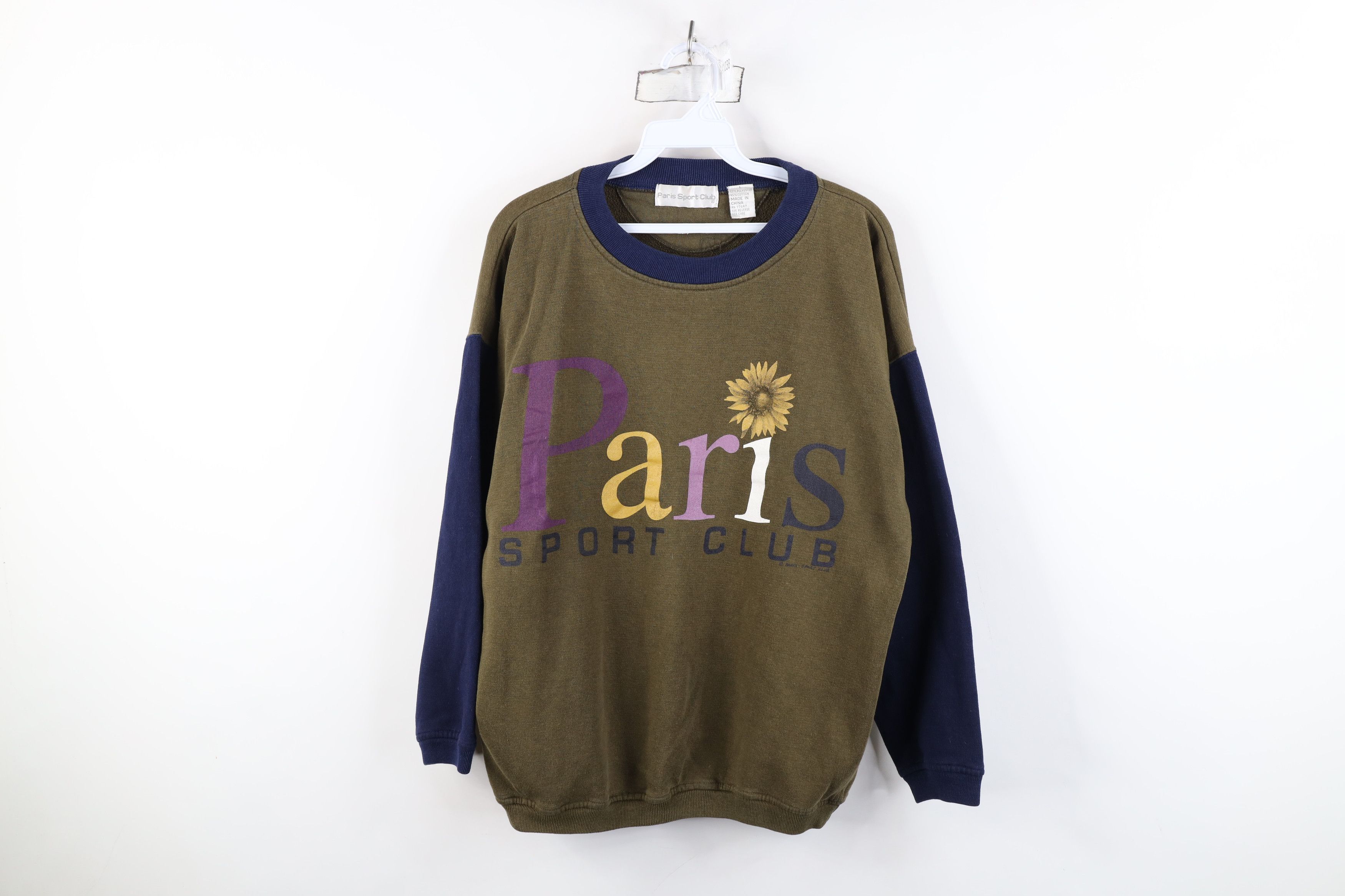Vintage Vintage 90s Streetwear Block Paris Sunflower Sweatshirt Size L / US 10 / IT 46 - 1 Thumbnail