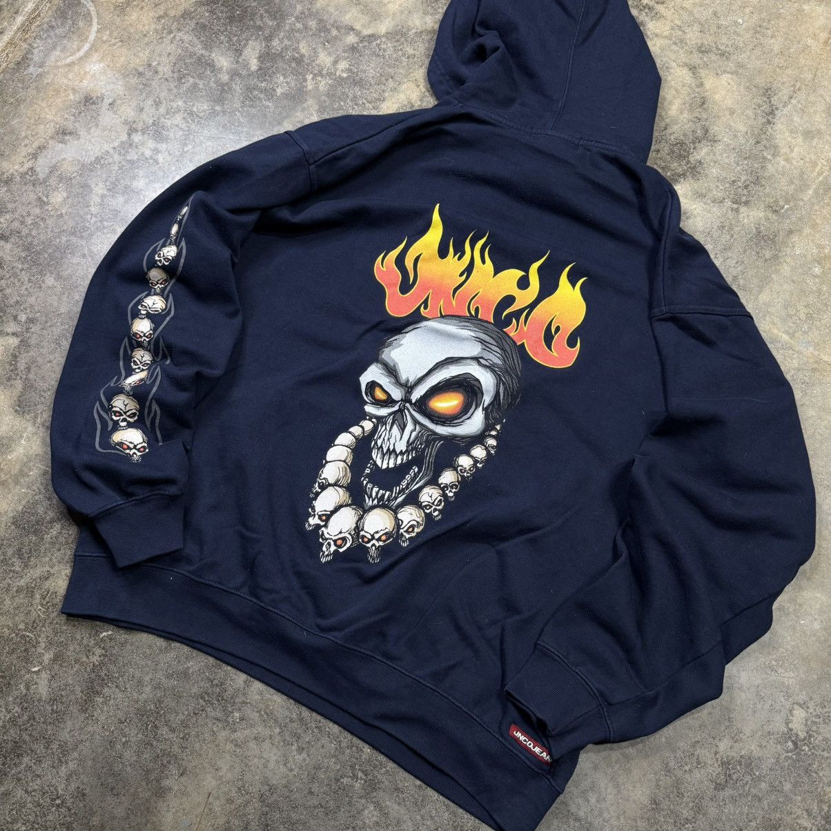 JNCO vintage jnco jeans flaming skull baggy skull hoodie Size US XL / EU 56 / 4 - 3 Thumbnail