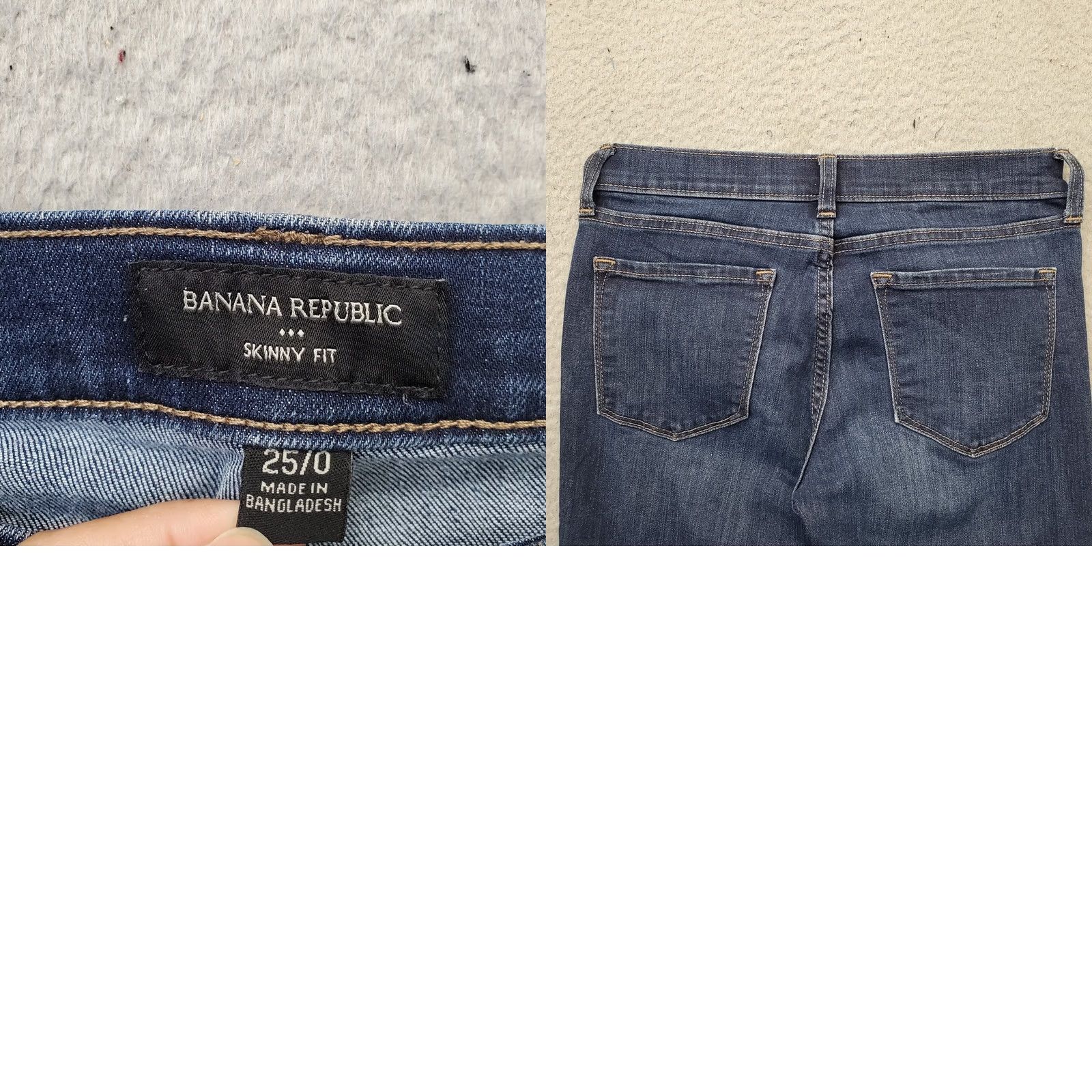 Banana Republic Banana Republic Womens 25 Skinny Fit Jeans Blue Denim Stretch Faded Whiskered 5-Pocket Size 25 27.5 Inseam Regular Mens Womens Boys Girls Size 42" / US 20 - 8 Thumbnail