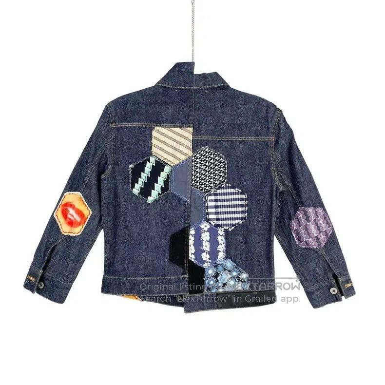 Loewe Loewe Cotton Asymmetric Patchwork Short Denim Jacket Size XXS / US 00 / IT 34 - 2 Thumbnail