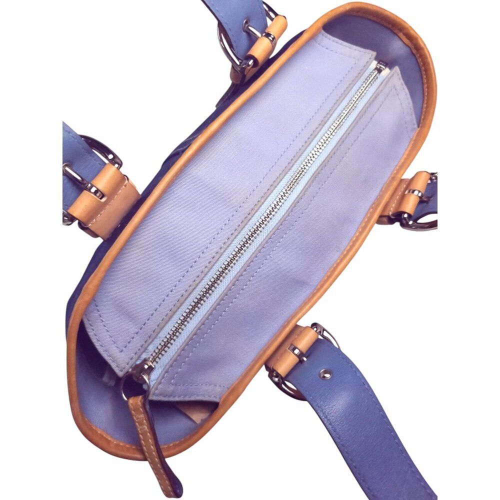 Coach Vintage COACH Soho Twill Tote Navy/marine vachetta leather Size ONE SIZE - 3 Thumbnail