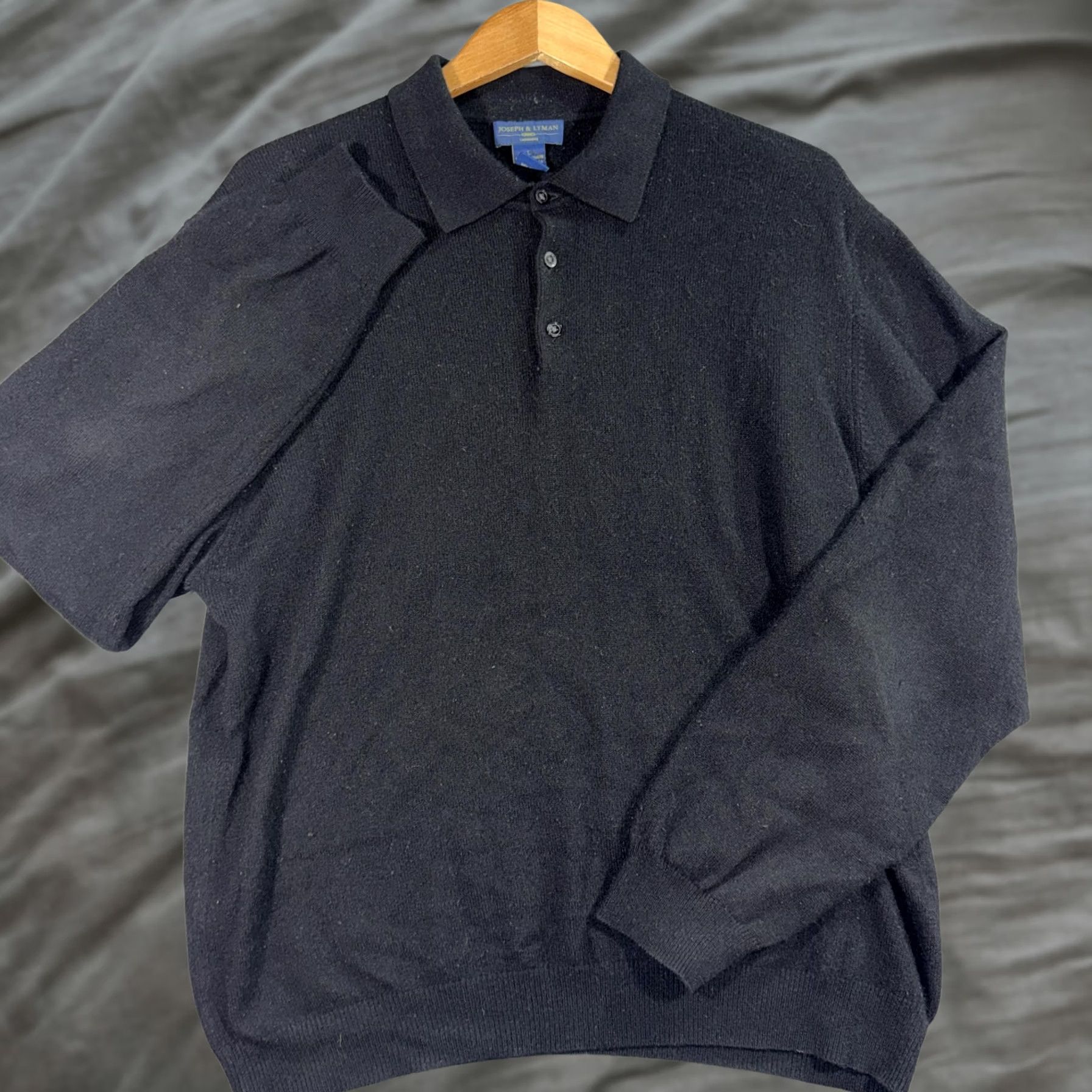 Joseph Joseph & Lyman Sweater Mens Large Black 100% Cashmere Polo Knit Pullover Size US L / EU 52-54 / 3 - 1 Thumbnail