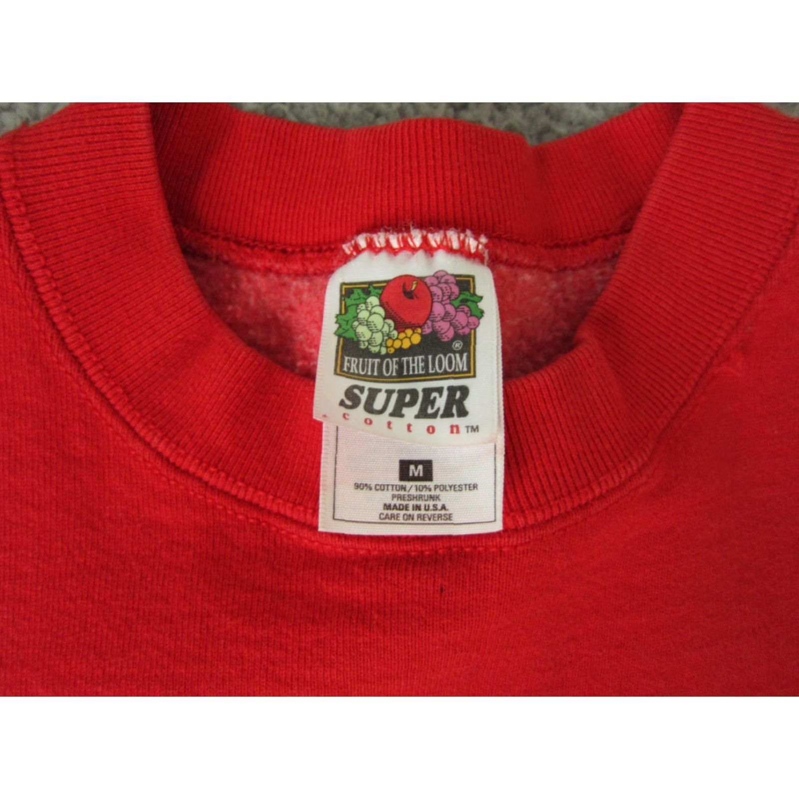Fruit Of The Loom VINTAGE Fruit of the Loom Sweatshirt Mens M Red Heavyweight USA 90s Army Crew Neck Pullover Cotton Polyester Fleece Size US M / EU 48-50 / 2 - 3 Thumbnail
