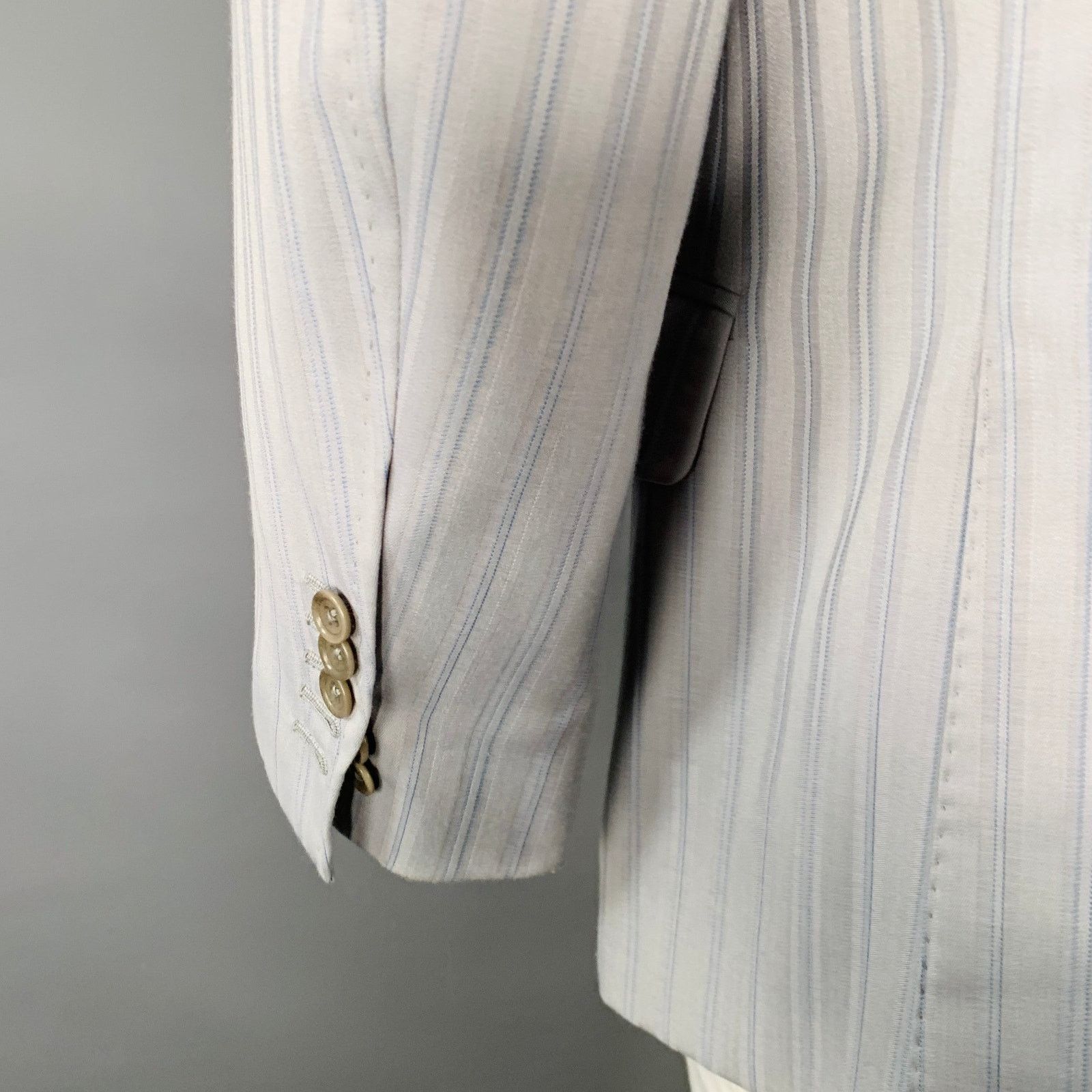 Other ASTOR & BLACK 44 Grey Blue Stripe Single Breasted Sport Coat Size 44R - 4 Thumbnail