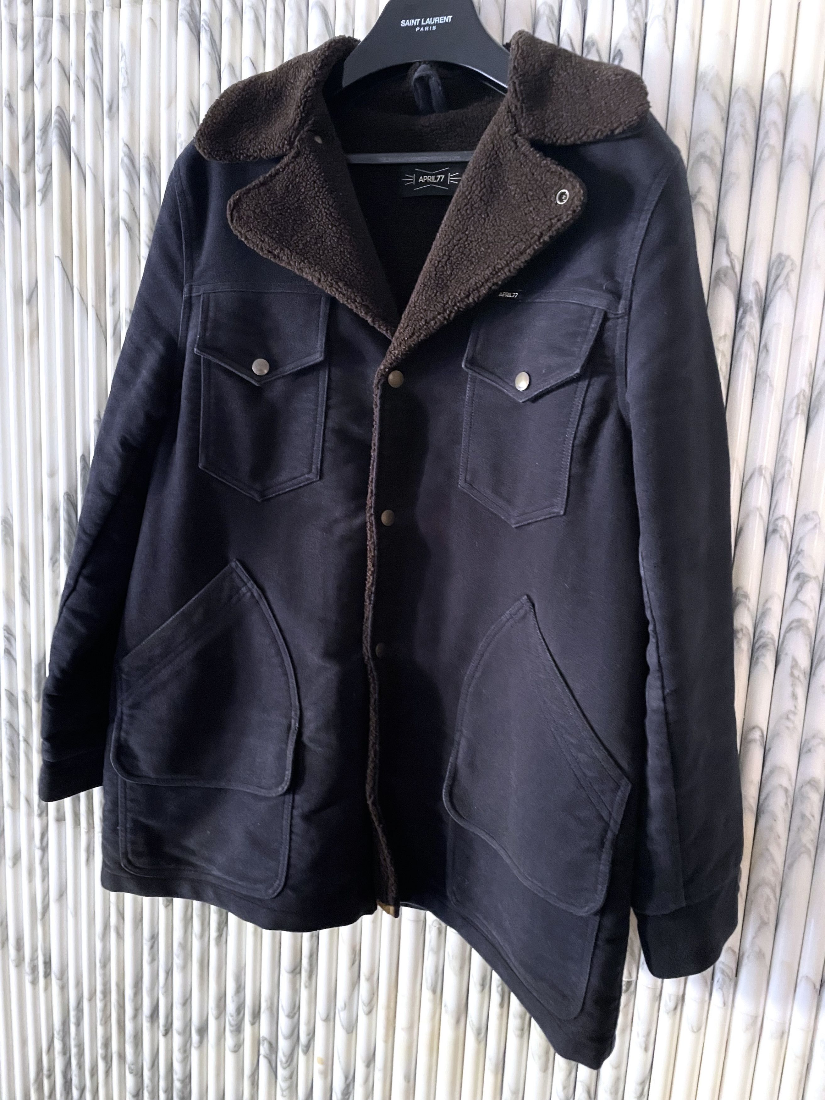 April 77 SHEARLING LINED VEGAN SUEDE PEA COAT Size US L / EU 52-54 / 3 - 2 Thumbnail