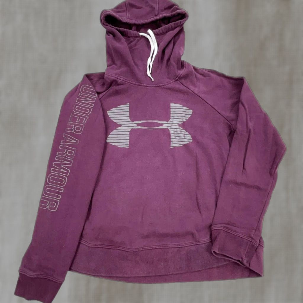 Under Armour Under Armor Hoodies Women Medium Purple Pullover Hoodie Sweatshirt Turtle Neck Fit Relaxed All Seasons Logo Pockets Long Sleeve Size M / US 6-8 / IT 42-44 - 1 Thumbnail
