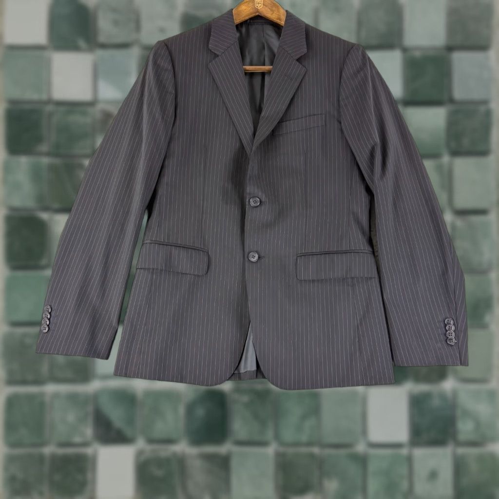 Theory **Theory Black Men's 38 Blazer Jacket Stripe Wool Blend Regular Fit** User: Theory Black Men's 38 Blazer Jacket Stripe Wool Blend Regular Fit Size US M / EU 48-50 / 2 - 1 Thumbnail